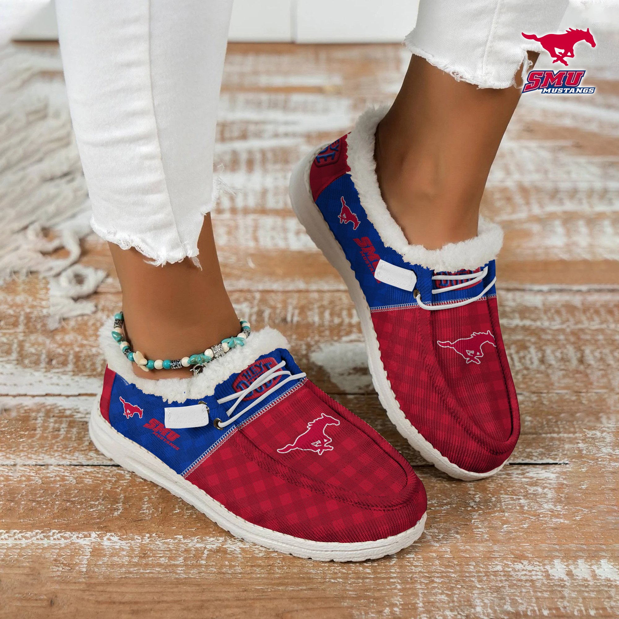 JWFancy SMU Mustangs Hey Dude Shoes Wally Men's Lace Up Loafers Comfortable For Men And Women