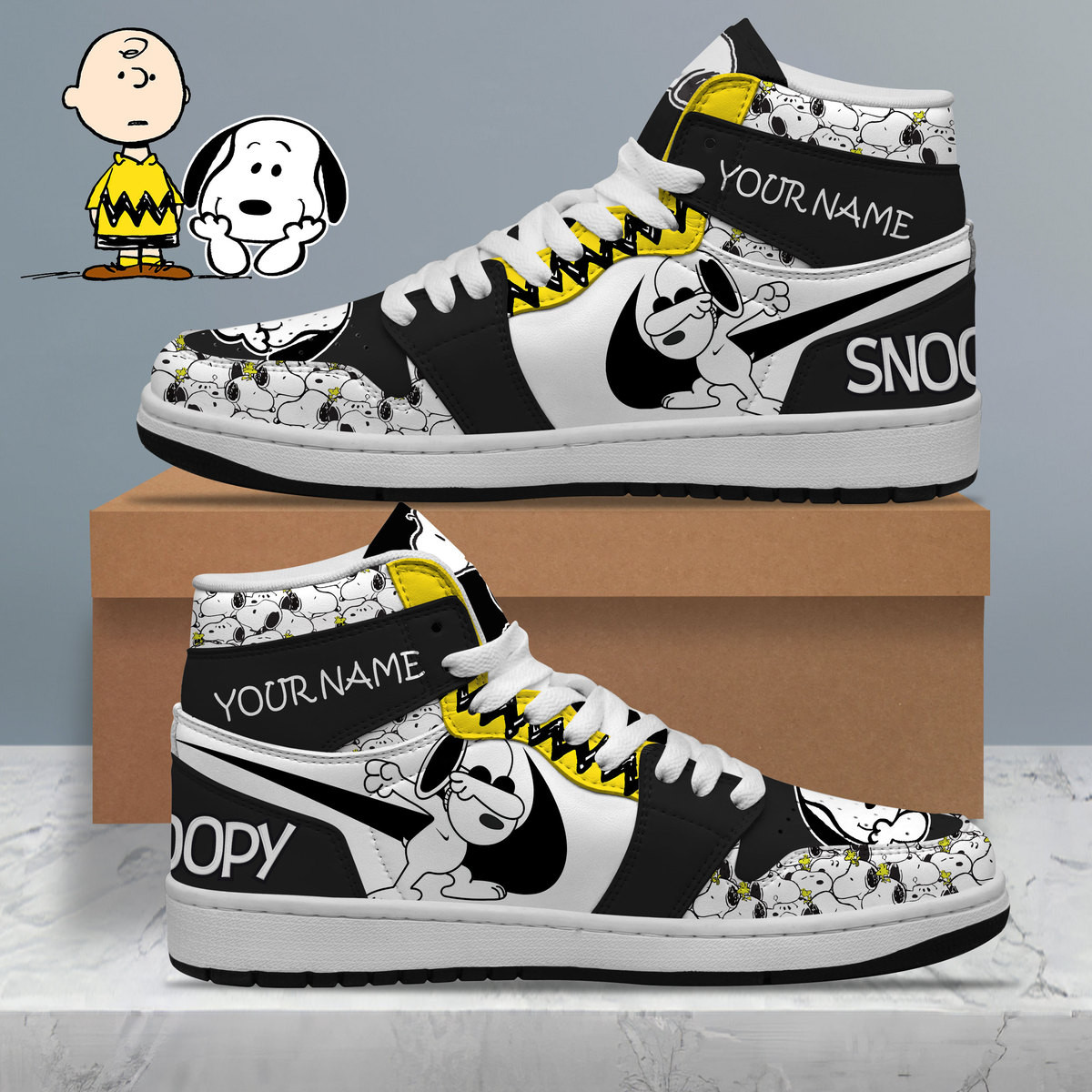 JWFancy Snoopy AJ1 High Sneakers Shoes For Men And Women