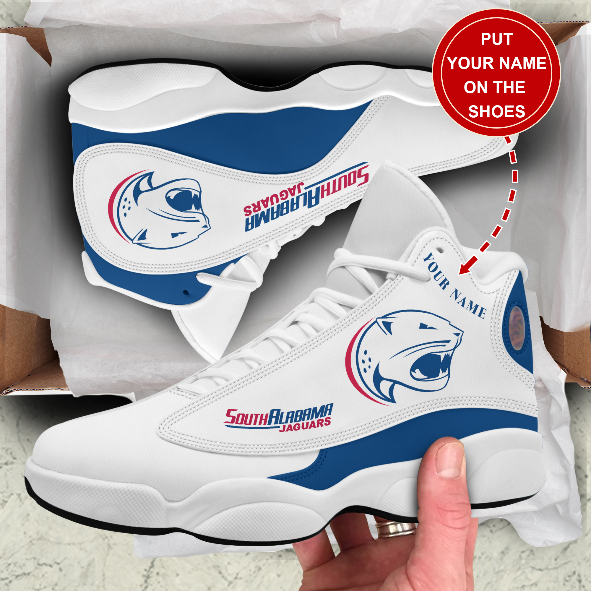 JWFancy South Alabama Jaguars AJ13 Sneakers Shoes For Men And Women