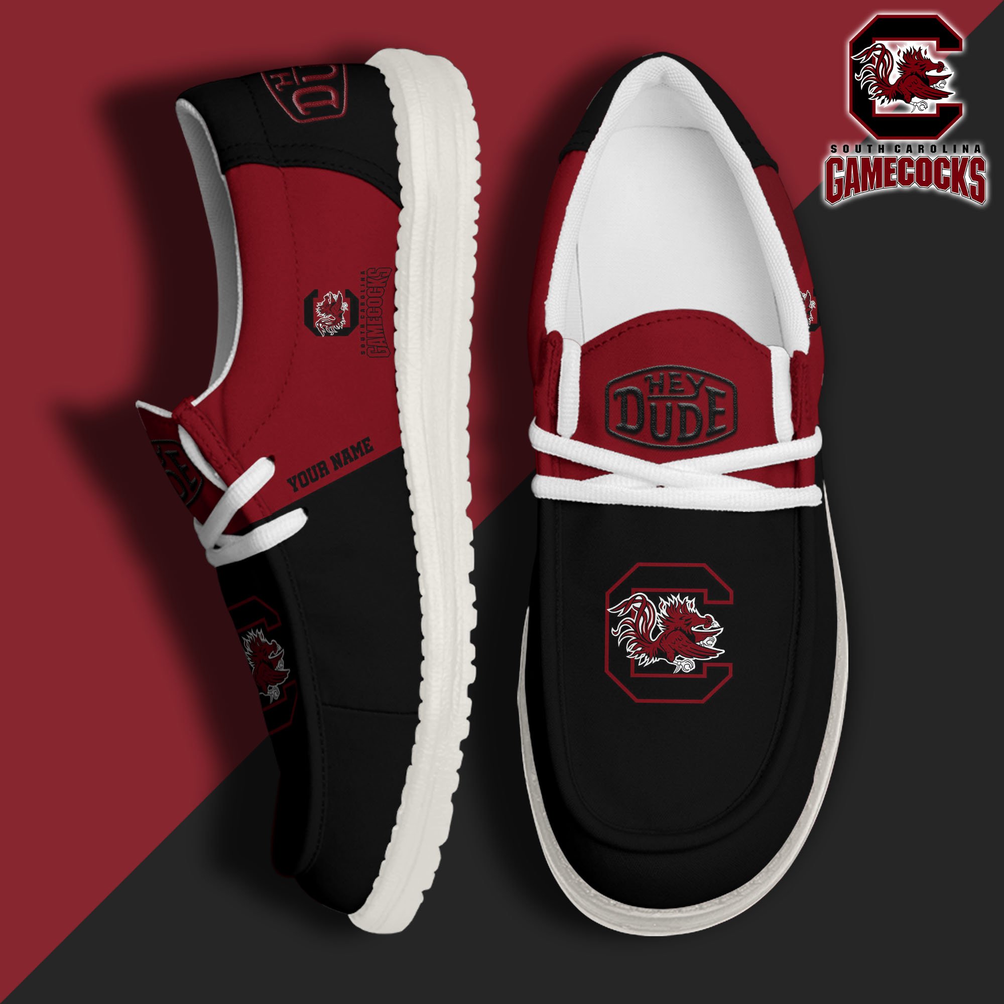 JWFancy South Carolina Gamecocks Hey Dude Shoes Wally Men's Lace Up Loafers Comfortable For Men And Women