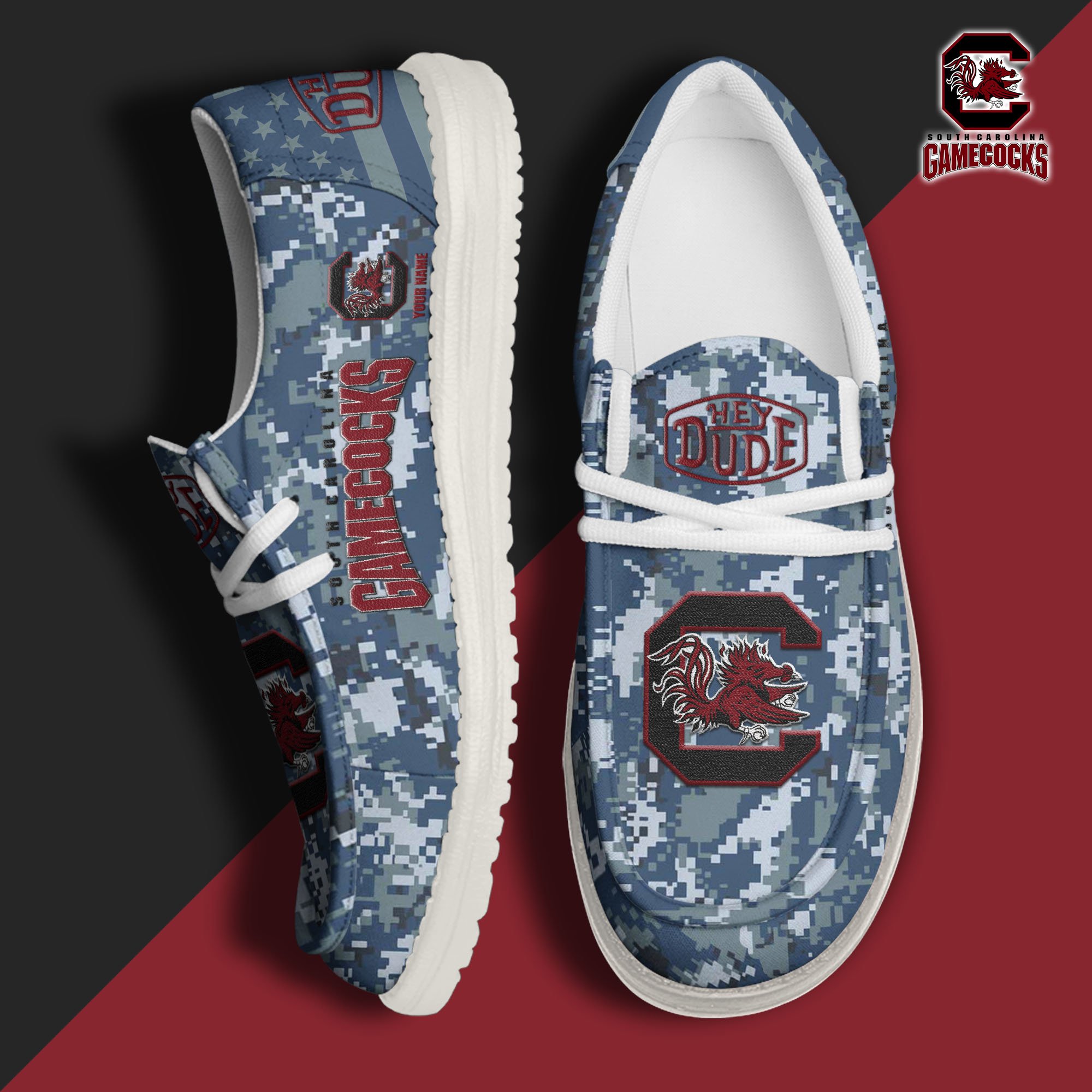 JWFancy South Carolina Gamecocks Hey Dude Shoes Wally Men's Lace Up Loafers Comfortable For Men And Women
