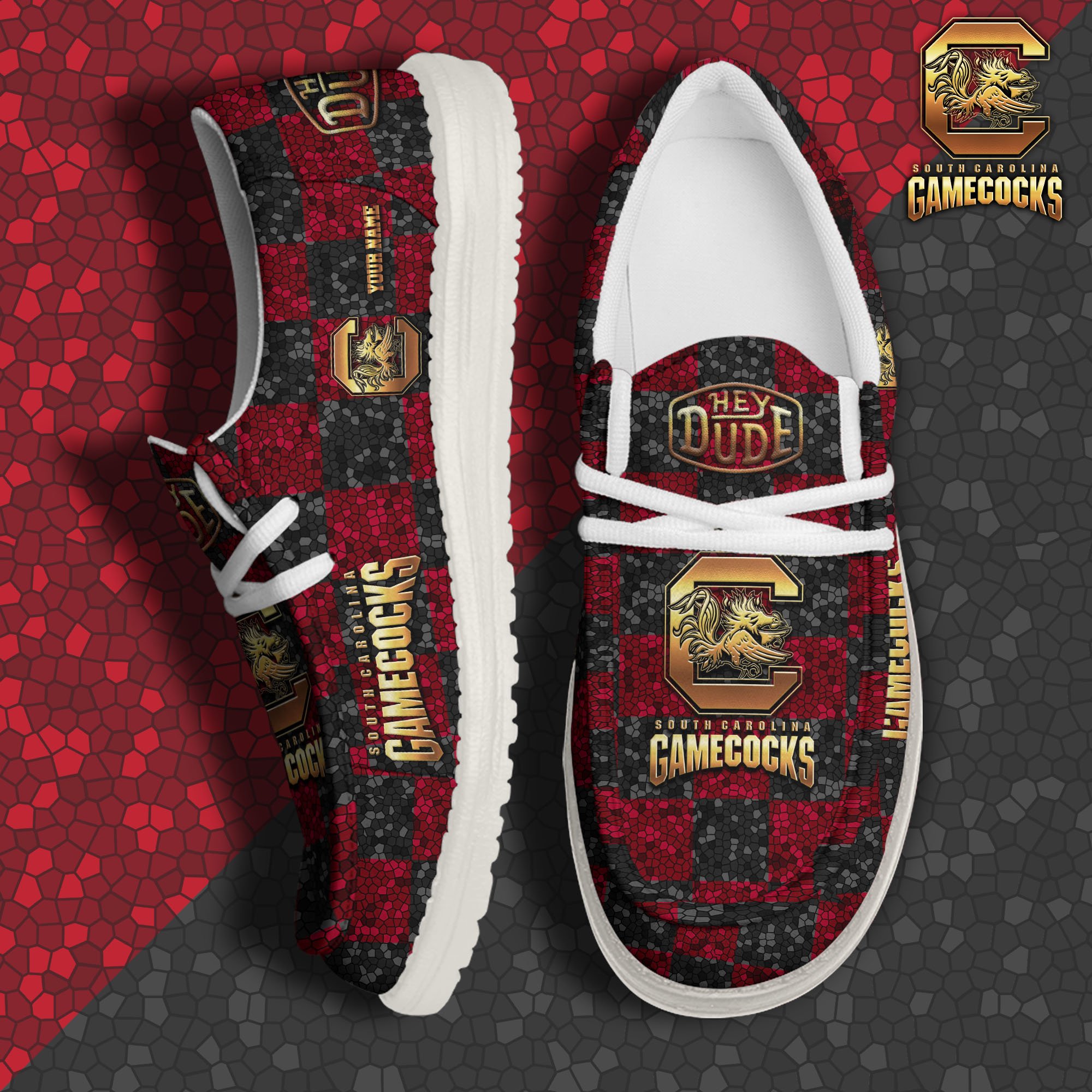 JWFancy South Carolina Gamecocks Hey Dude Shoes Wally Men's Lace Up Loafers Comfortable For Men And Women