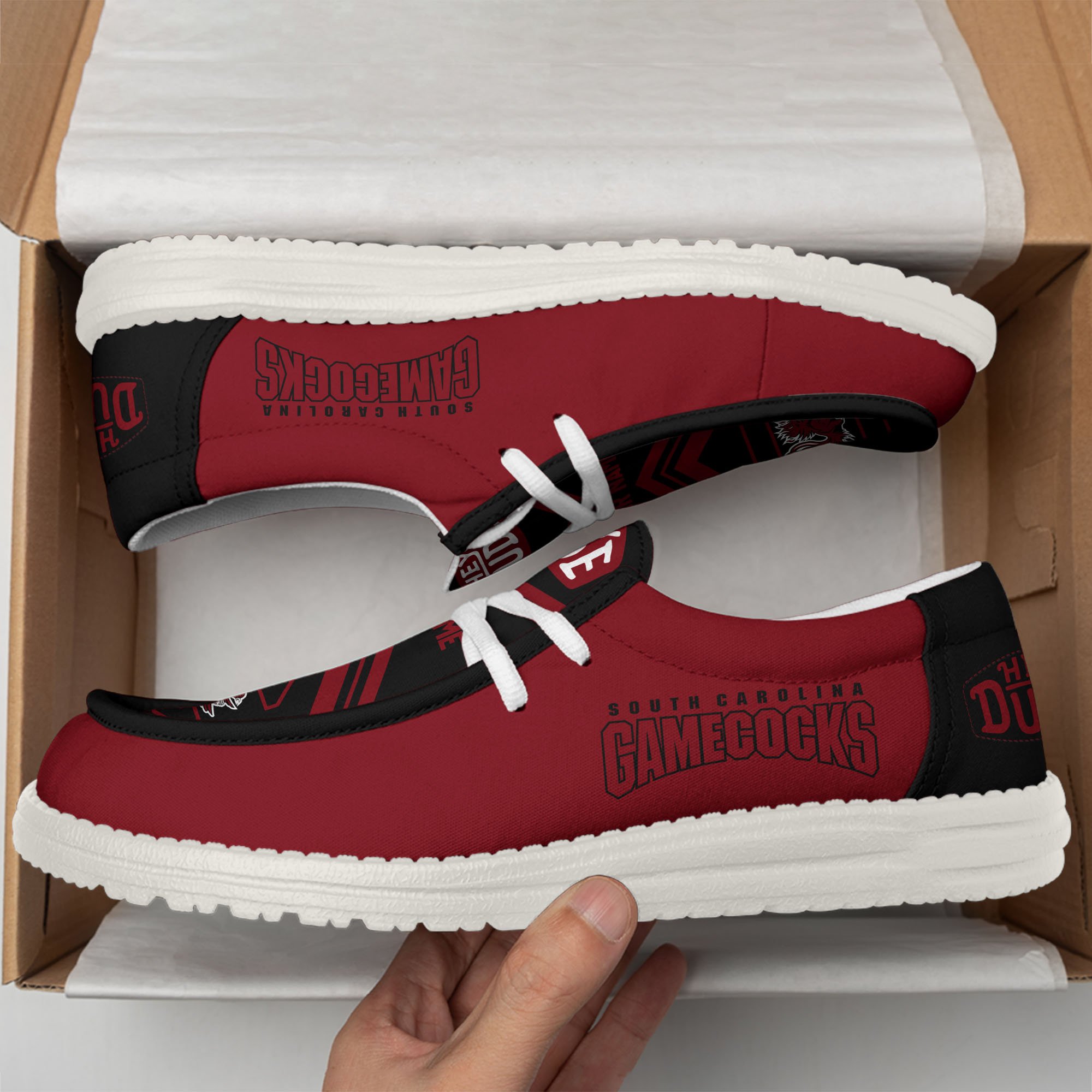 JWFancy South Carolina Gamecocks Hey Dude Shoes Wally Men's Lace Up Loafers Comfortable For Men And Women