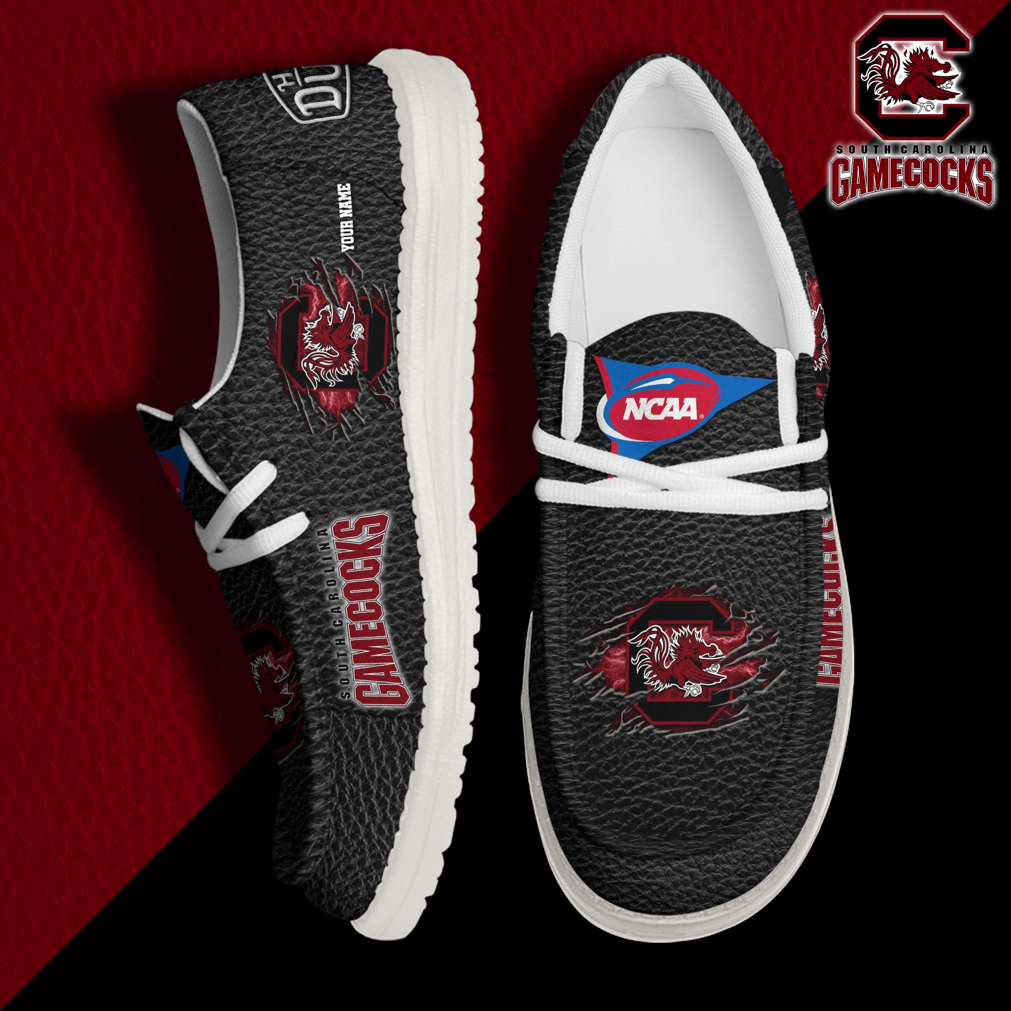 JWFancy South Carolina Gamecocks Hey Dude Shoes Wally Men's Lace Up Loafers Comfortable For Men And Women