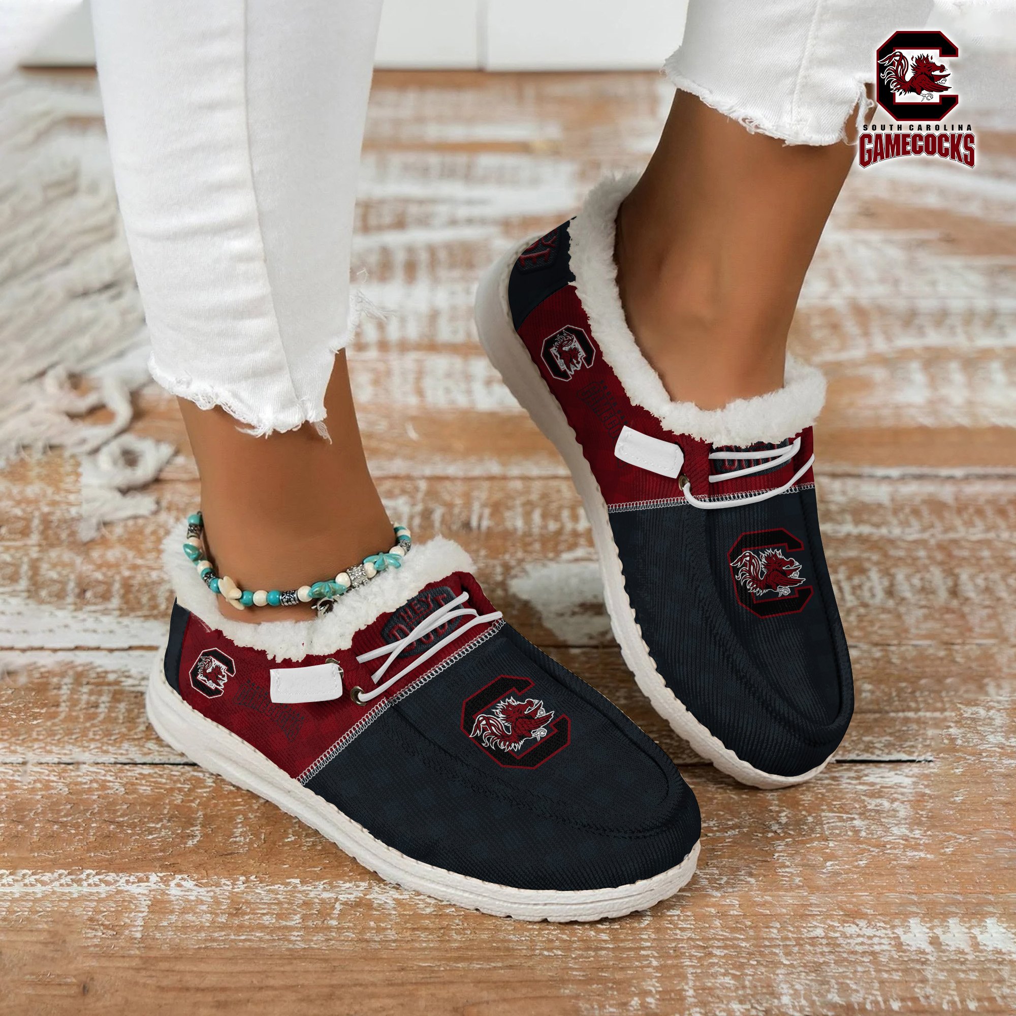 JWFancy South Carolina Gamecocks Hey Dude Shoes Wally Men's Lace Up Loafers Comfortable For Men And Women