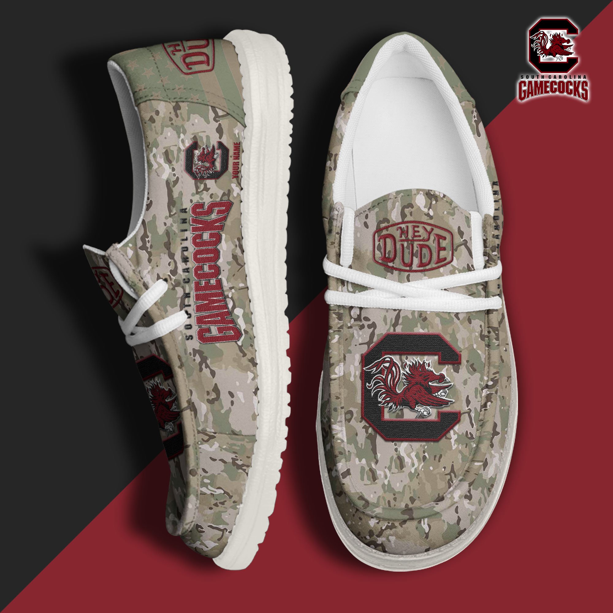 JWFancy South Carolina Gamecocks Hey Dude Shoes Wally Men's Lace Up Loafers Comfortable For Men And Women