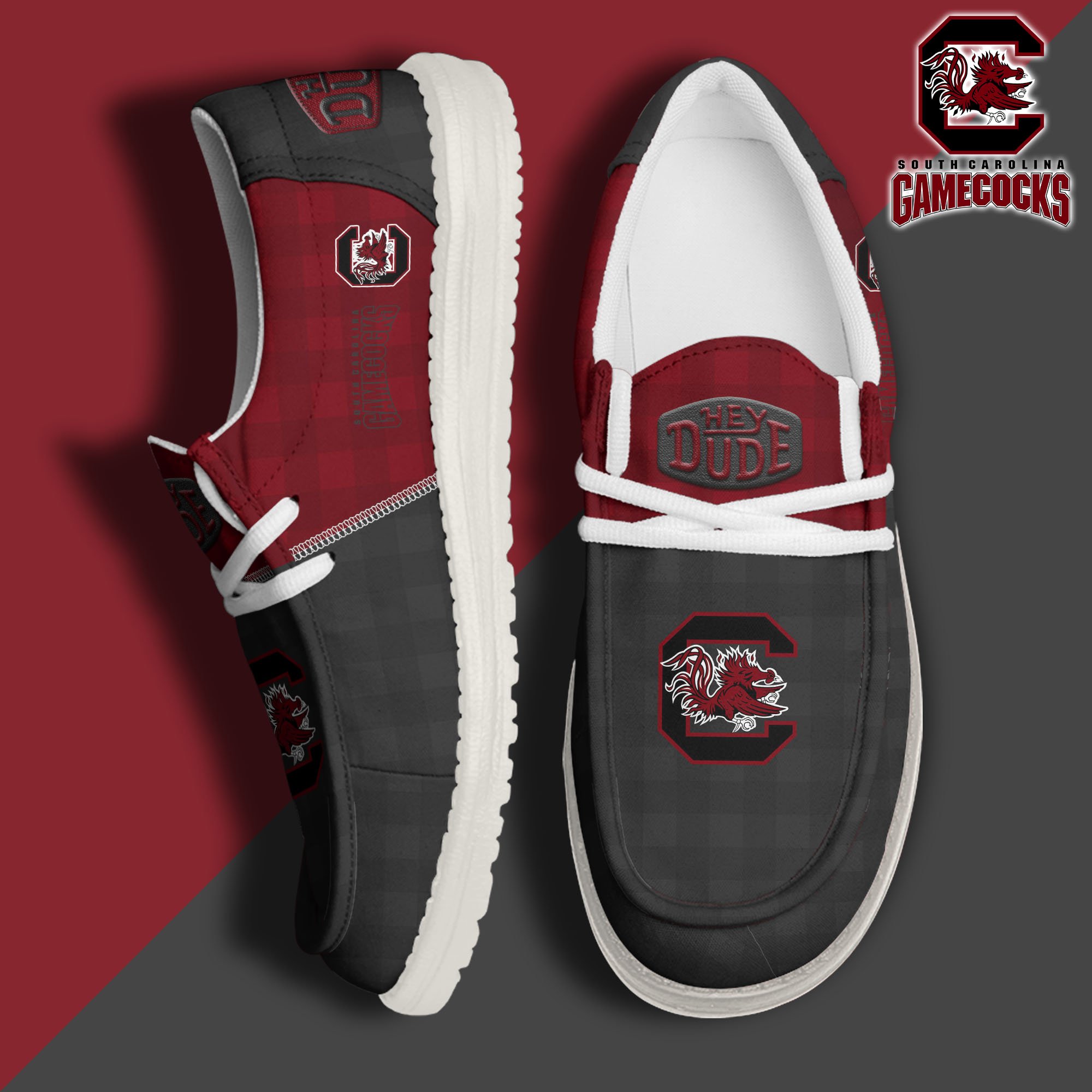 JWFancy South Carolina Gamecocks Hey Dude Shoes Wally Men's Lace Up Loafers Comfortable For Men And Women