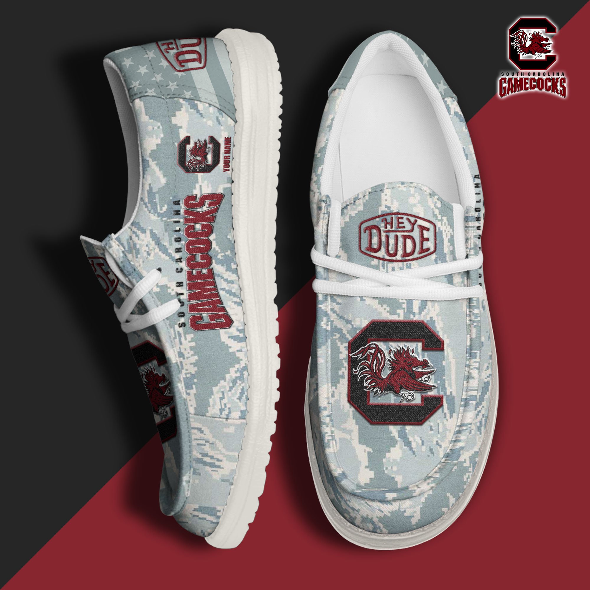 JWFancy South Carolina Gamecocks Hey Dude Shoes Wally Men's Lace Up Loafers Comfortable For Men And Women