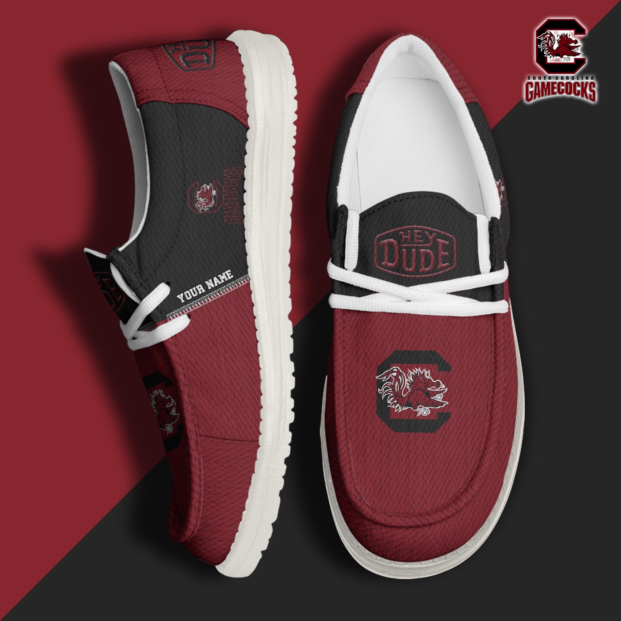 JWFancy South Carolina Gamecocks Hey Dude Shoes Wally Men's Lace Up Loafers Comfortable For Men And Women