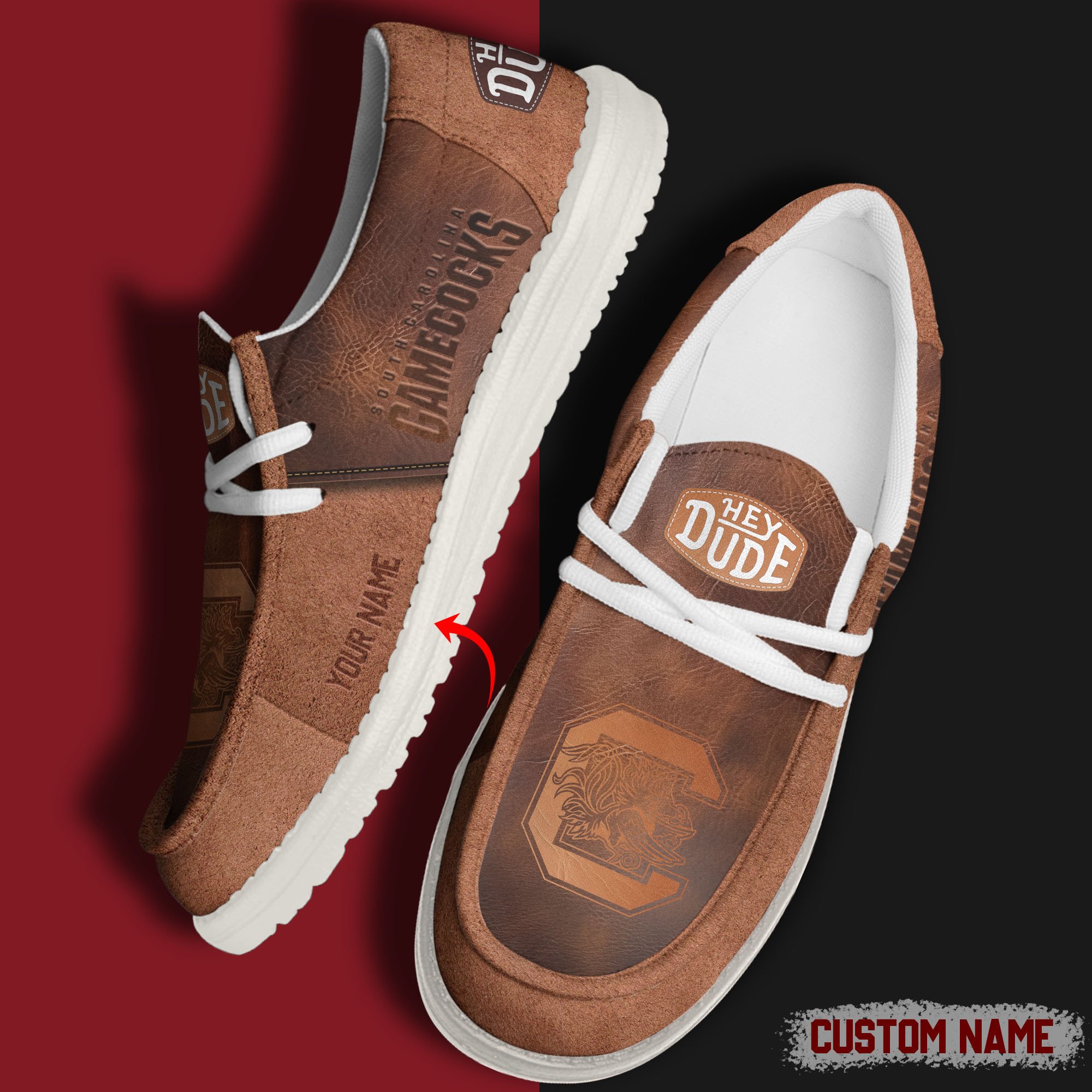 JWFancy South Carolina Gamecocks Hey Dude Shoes Wally Men's Lace Up Loafers Comfortable For Men And Women