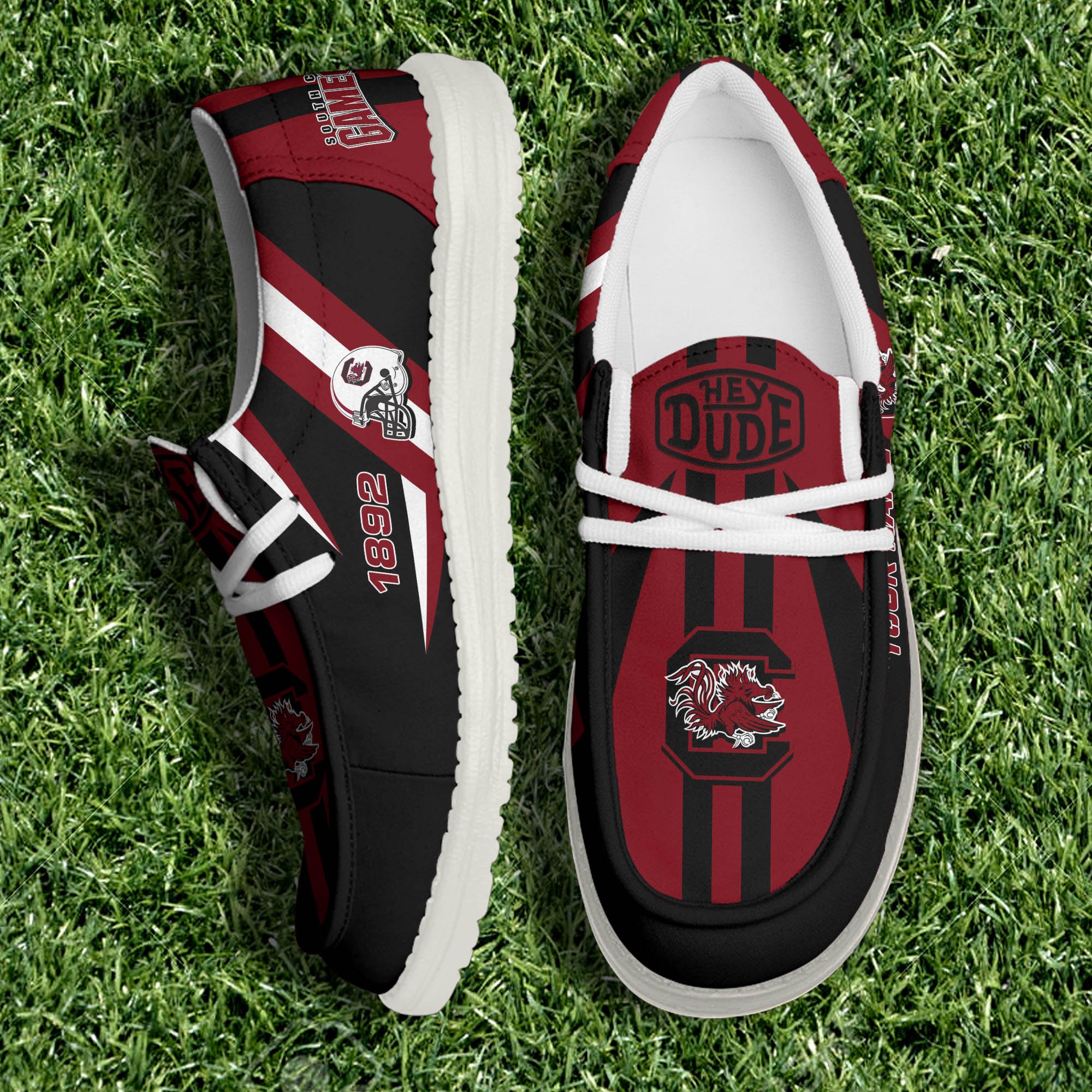 JWFancy South Carolina Gamecocks Hey Dude Shoes Wally Men's Lace Up Loafers Comfortable For Men And Women