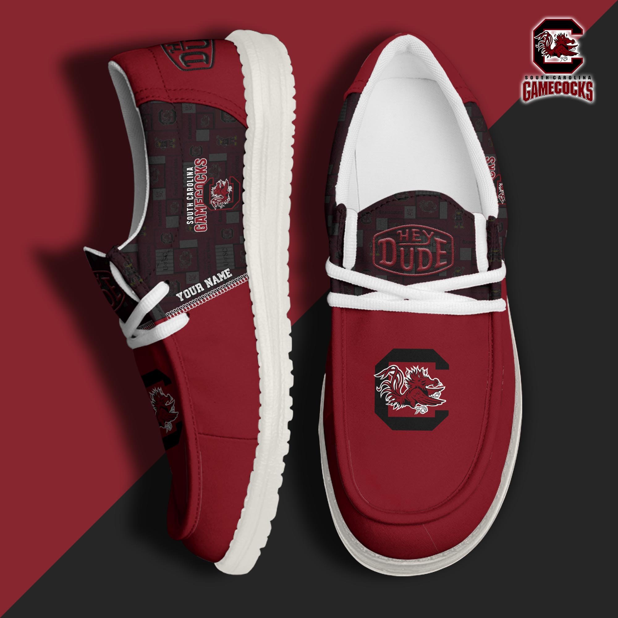 JWFancy South Carolina Gamecocks Hey Dude Shoes Wally Men's Lace Up Loafers Comfortable For Men And Women