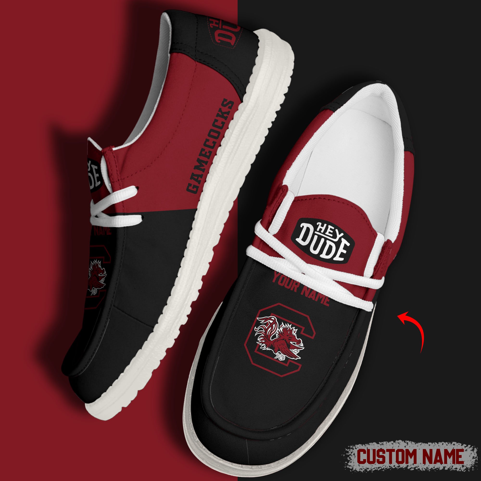 JWFancy South Carolina Gamecocks Hey Dude Shoes Wally Men's Lace Up Loafers Comfortable For Men And Women