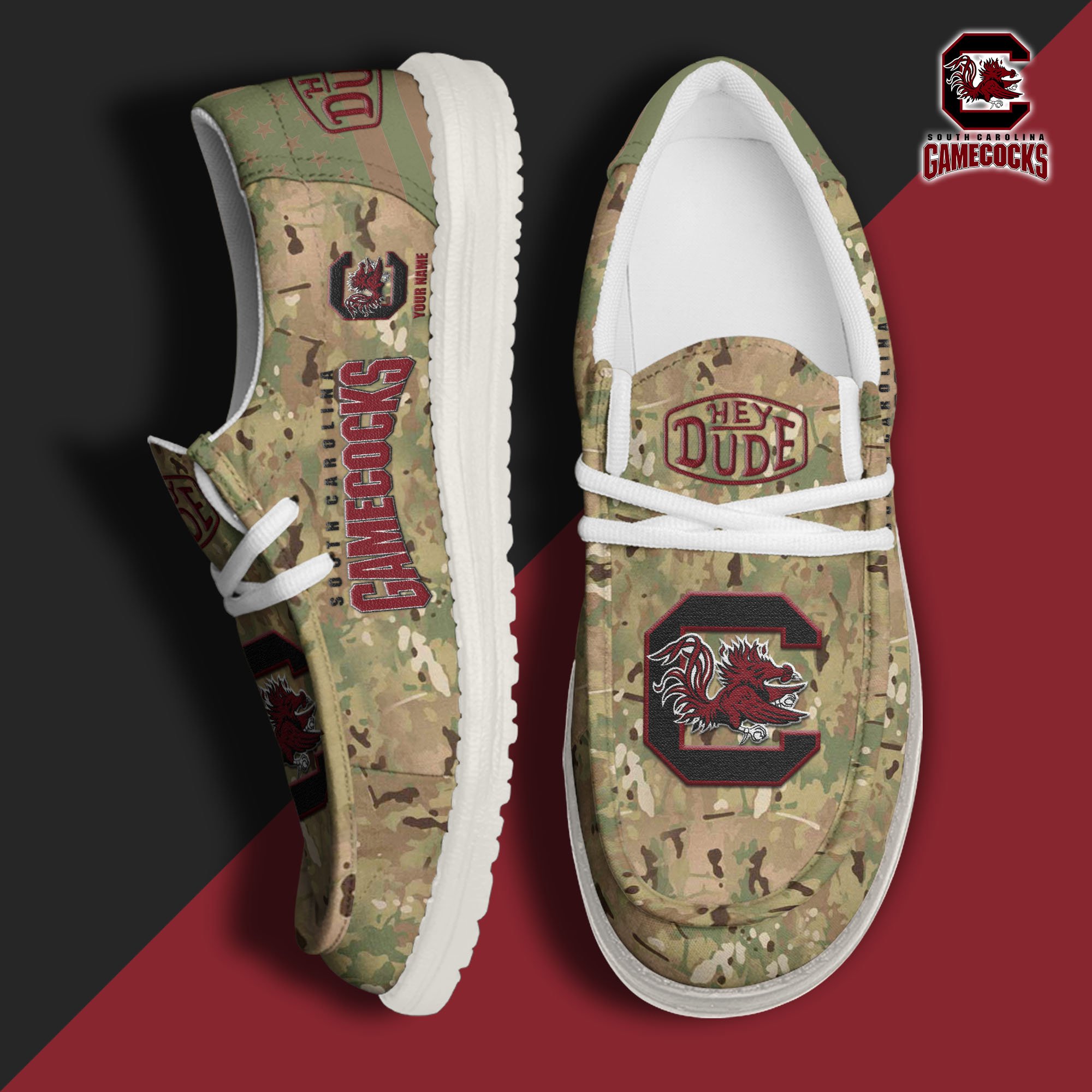 JWFancy South Carolina Gamecocks Hey Dude Shoes Wally Men's Lace Up Loafers Comfortable For Men And Women