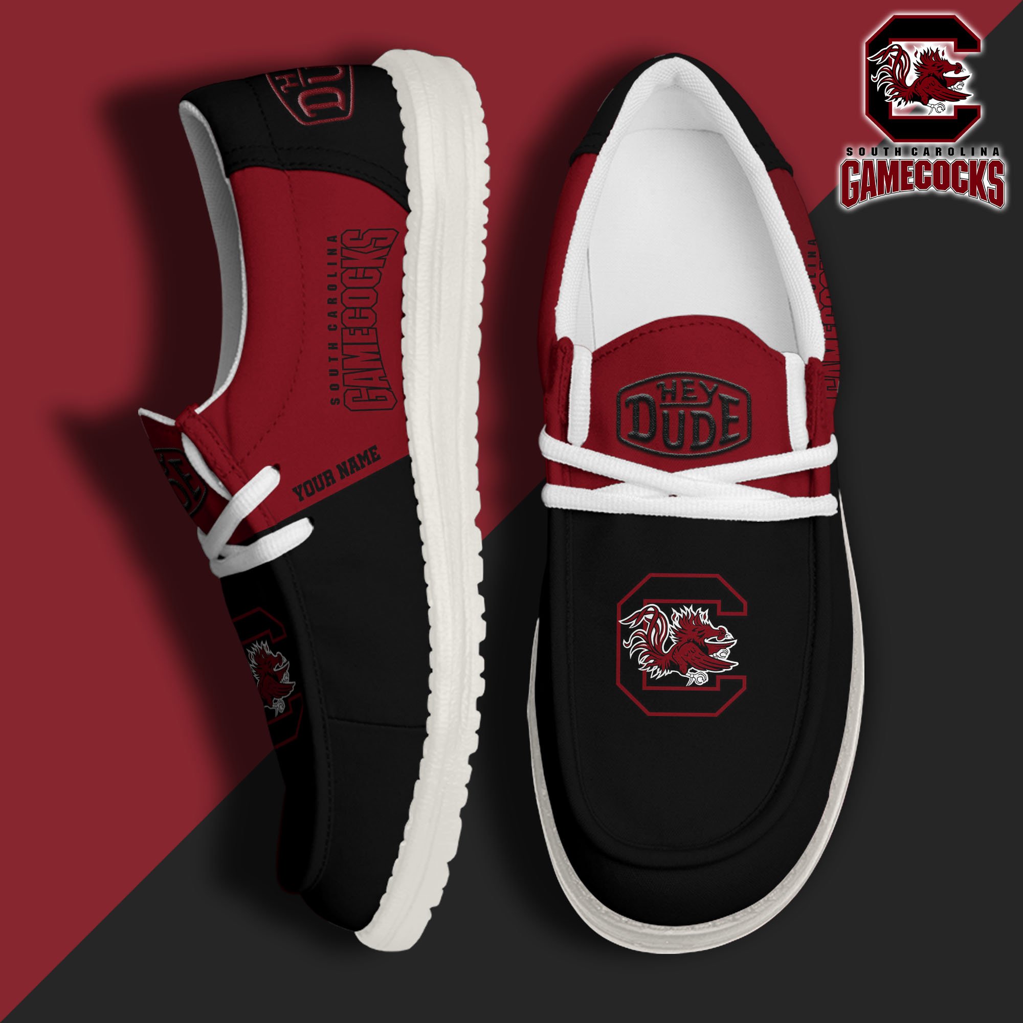 JWFancy South Carolina Gamecocks Hey Dude Shoes Wally Men's Lace Up Loafers Comfortable For Men And Women