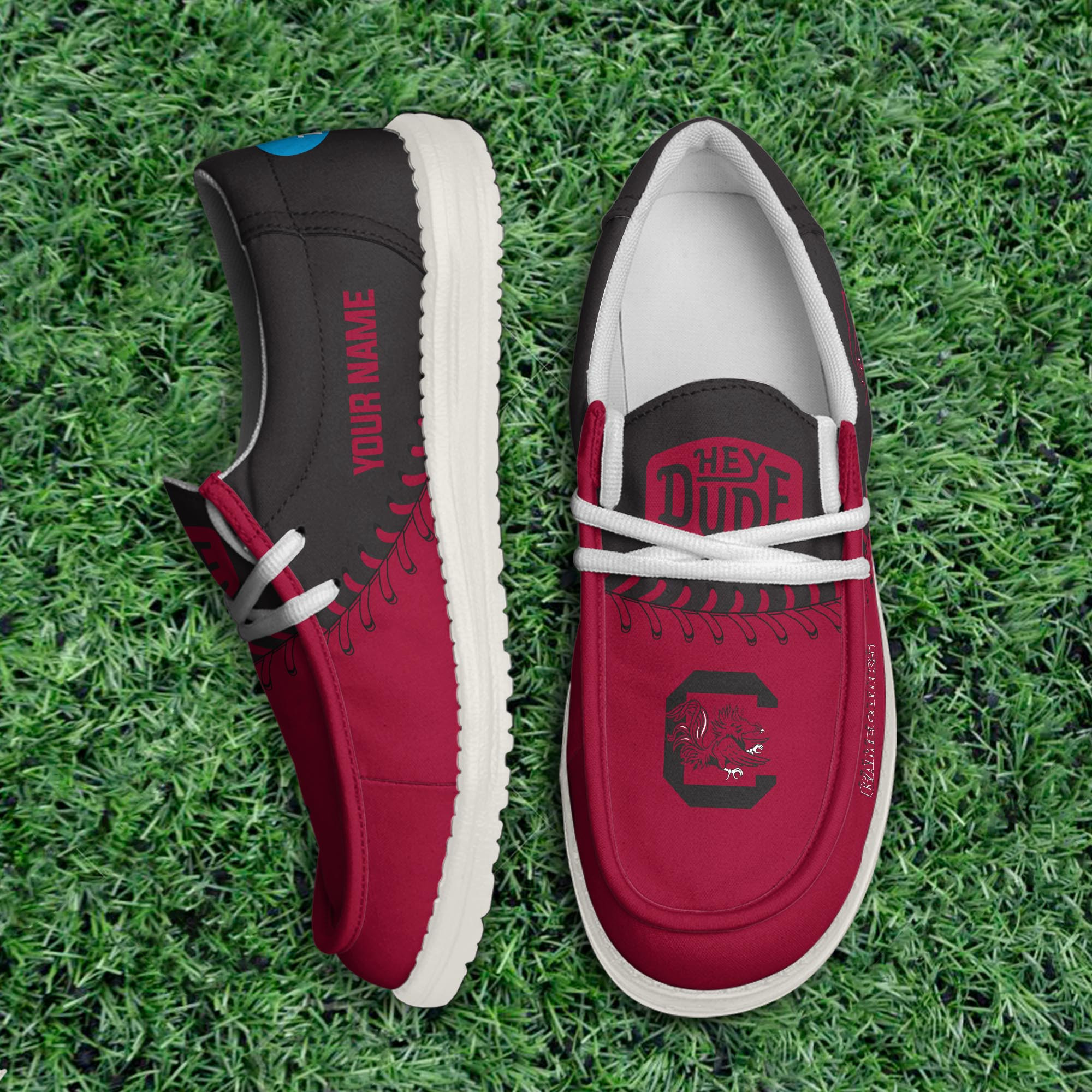 JWFancy South Carolina Gamecocks Hey Dude Shoes Wally Men's Lace Up Loafers Comfortable For Men And Women