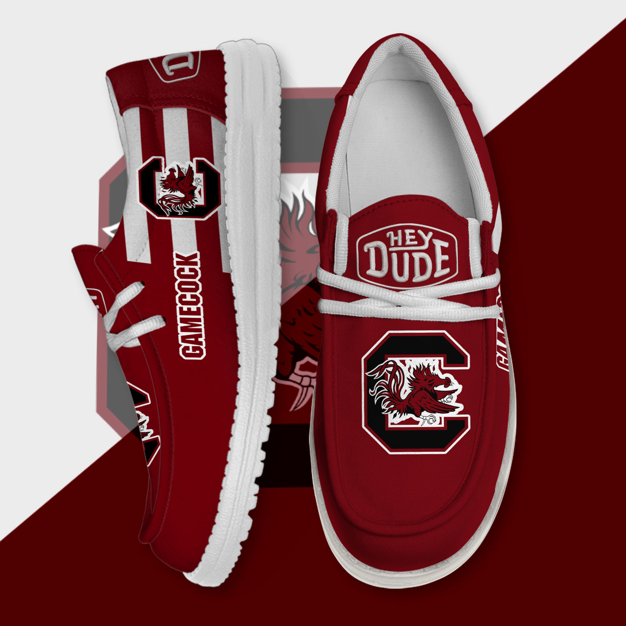 JWFancy South Carolina Gamecocks Hey Dude Shoes Wally Men's Lace Up Loafers Comfortable For Men And Women