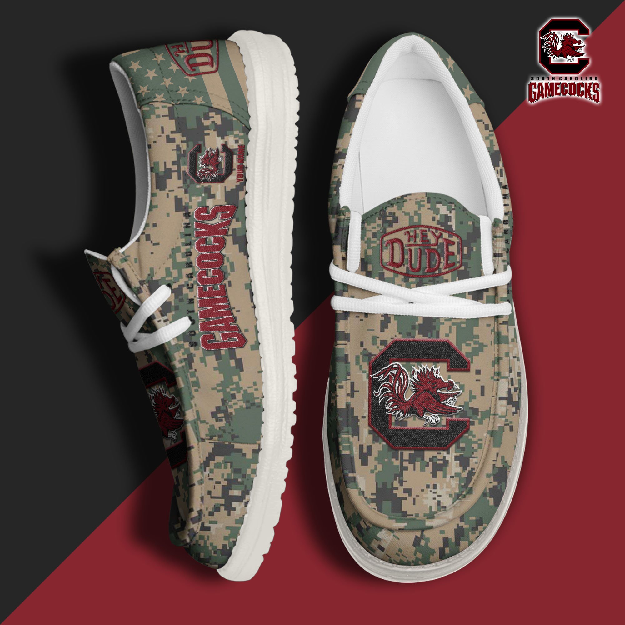 JWFancy South Carolina Gamecocks Hey Dude Shoes Wally Men's Lace Up Loafers Comfortable For Men And Women