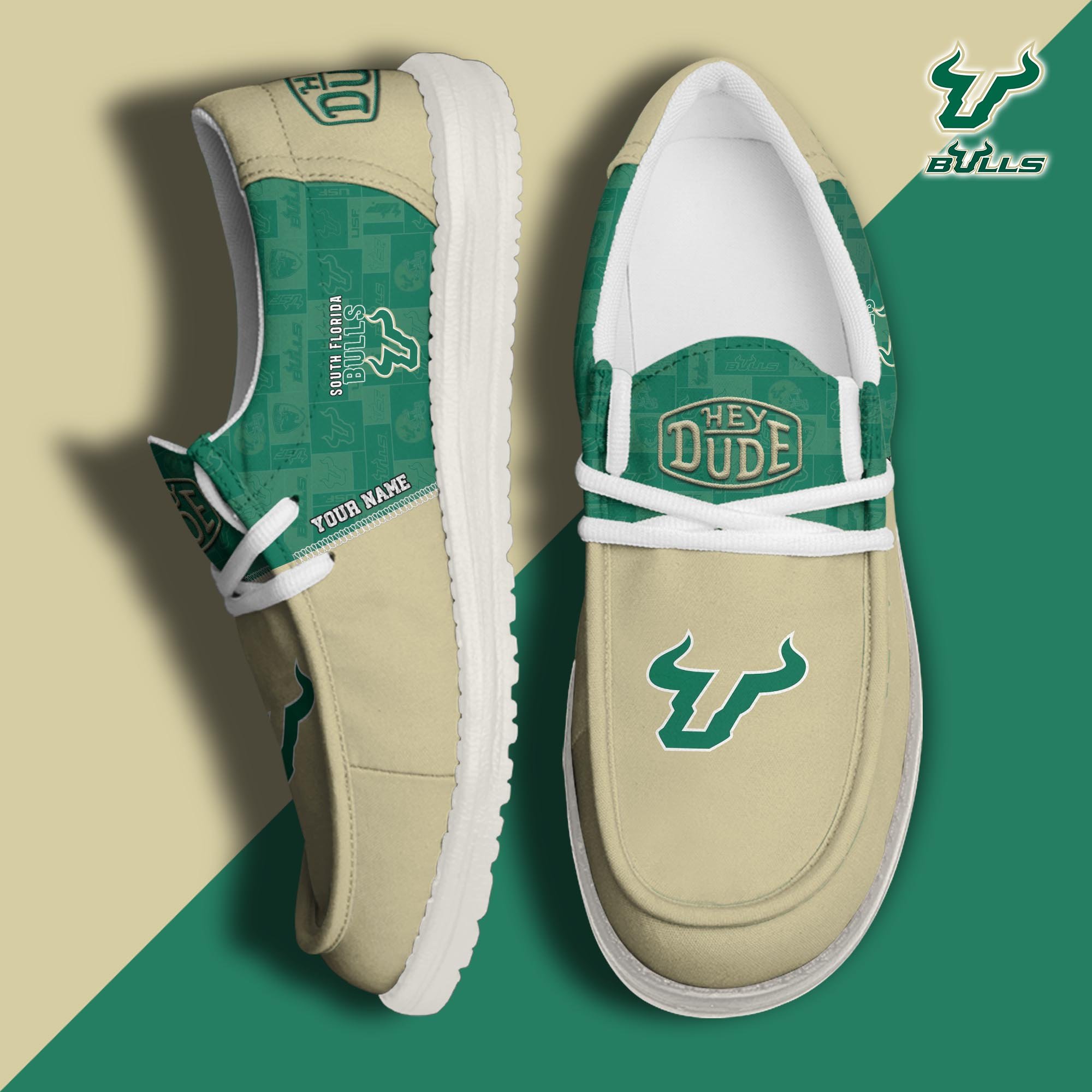 JWFancy South Florida Bulls Hey Dude Shoes Wally Men's Lace Up Loafers Comfortable For Men And Women