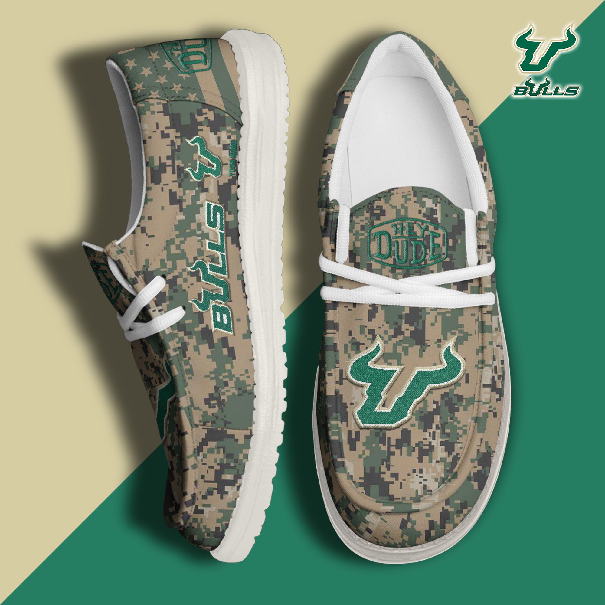JWFancy South Florida Bulls Hey Dude Shoes Wally Men's Lace Up Loafers Comfortable For Men And Women