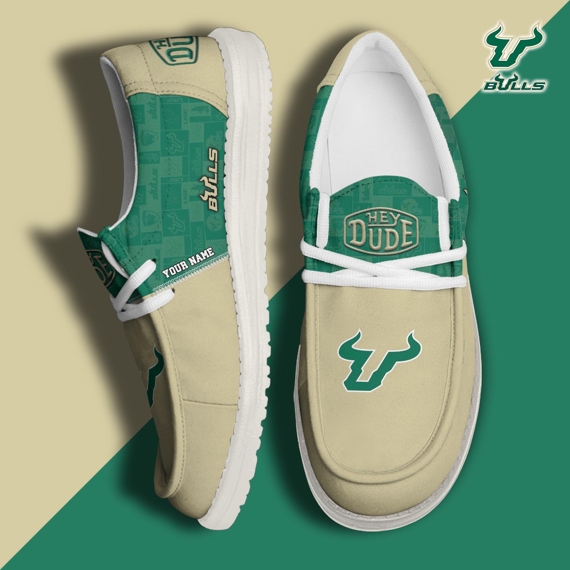 JWFancy South Florida Bulls Hey Dude Shoes Wally Men's Lace Up Loafers Comfortable For Men And Women