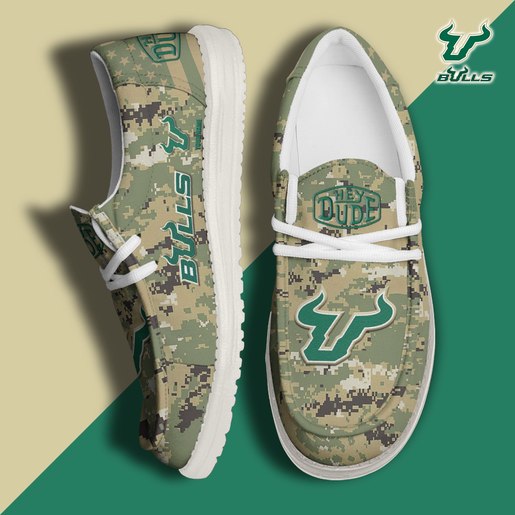 JWFancy South Florida Bulls Hey Dude Shoes Wally Men's Lace Up Loafers Comfortable For Men And Women