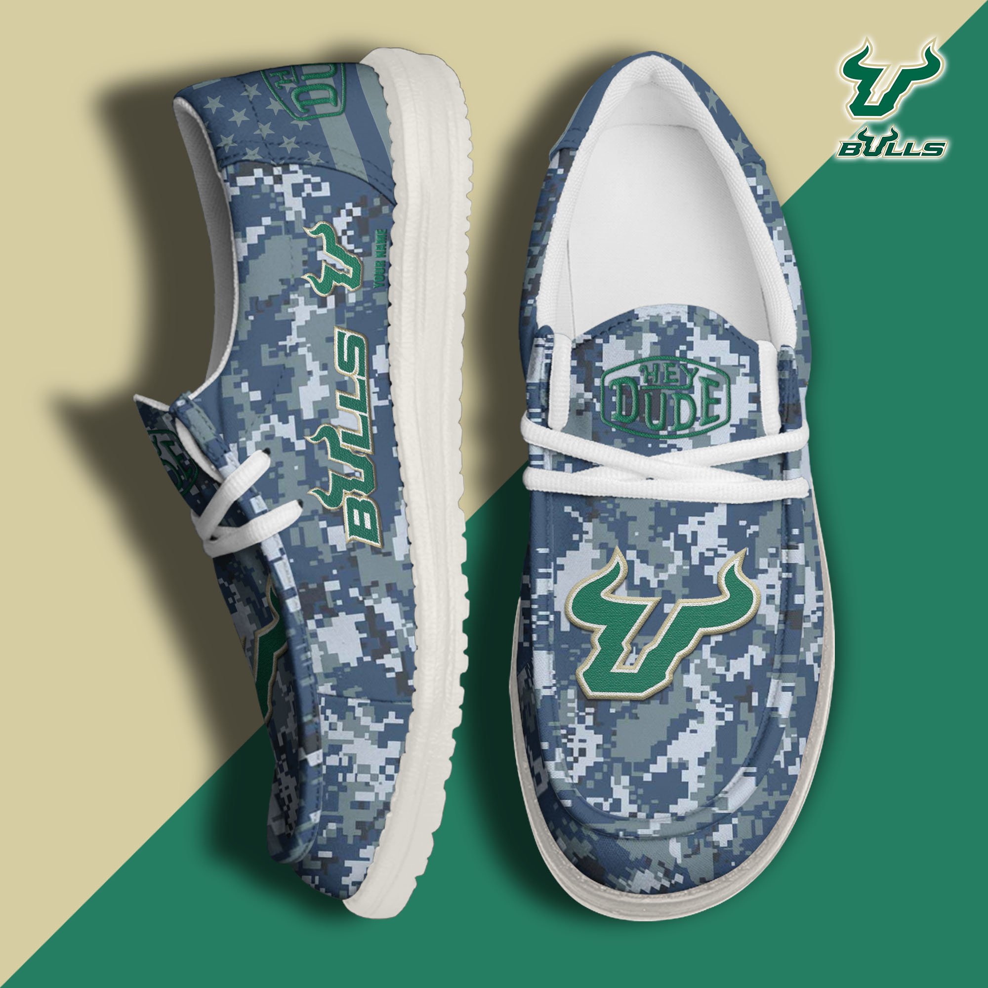 JWFancy South Florida Bulls Hey Dude Shoes Wally Men's Lace Up Loafers Comfortable For Men And Women