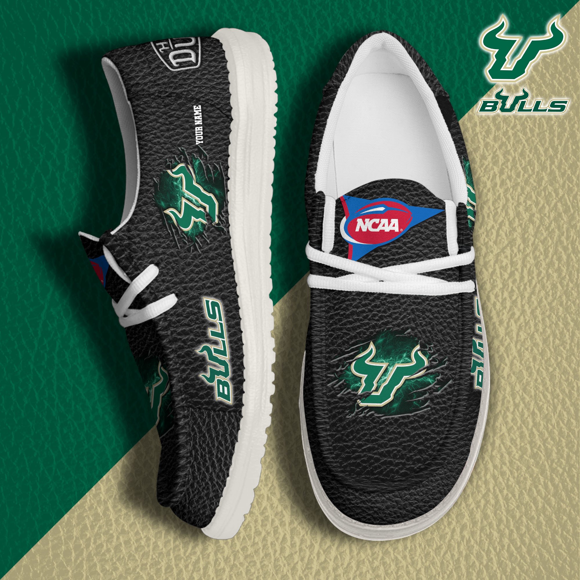 JWFancy South Florida Bulls Hey Dude Shoes Wally Men's Lace Up Loafers Comfortable For Men And Women