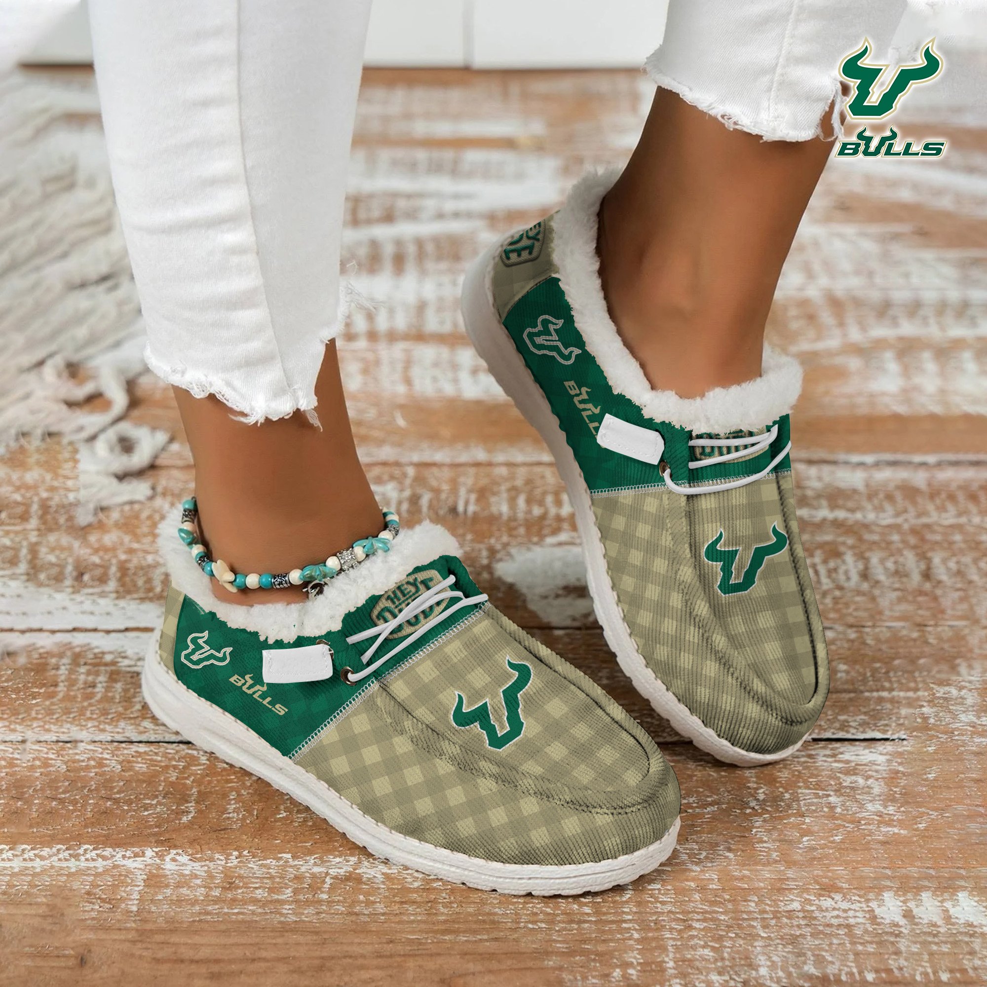 JWFancy South Florida Bulls Hey Dude Shoes Wally Men's Lace Up Loafers Comfortable For Men And Women