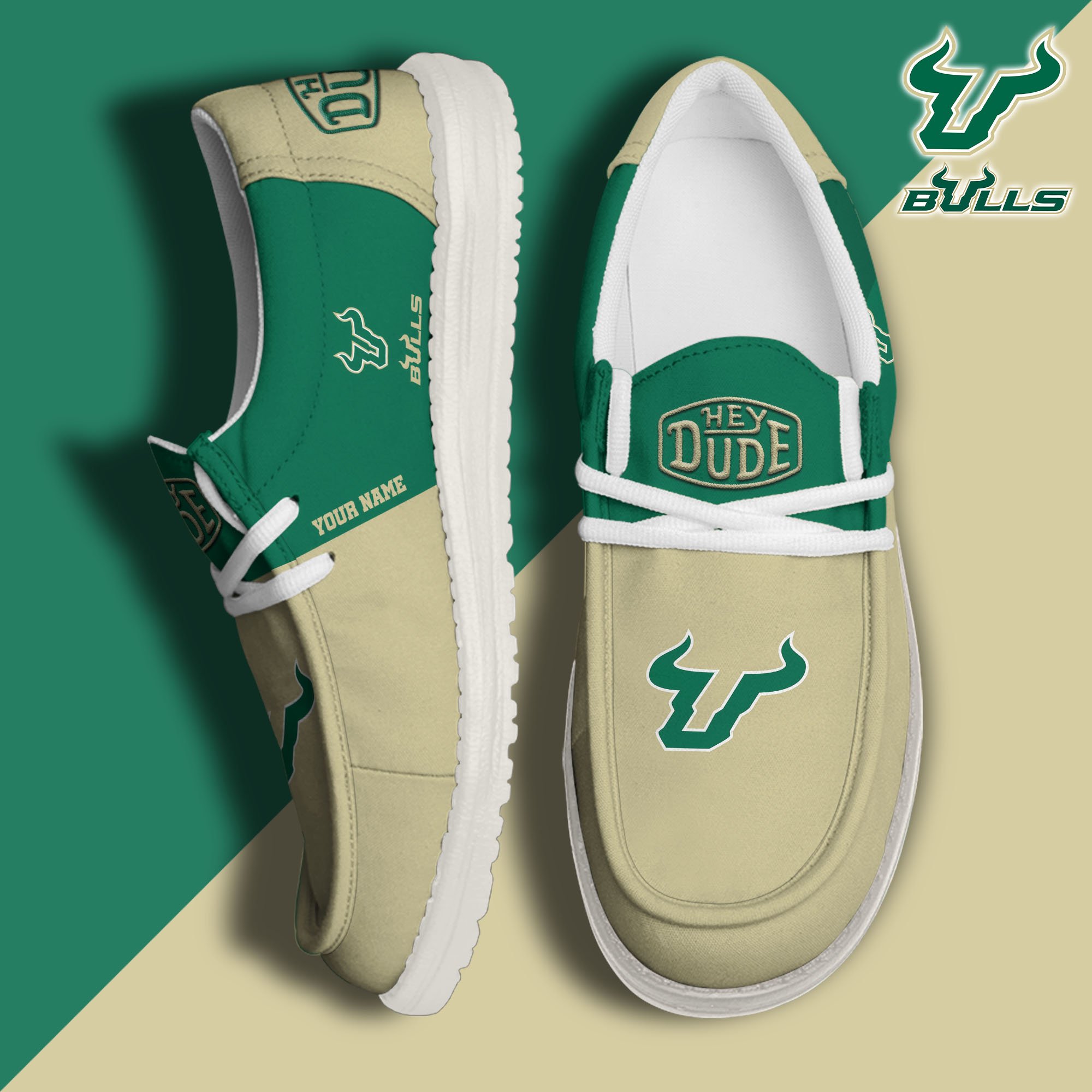 JWFancy South Florida Bulls Hey Dude Shoes Wally Men's Lace Up Loafers Comfortable For Men And Women