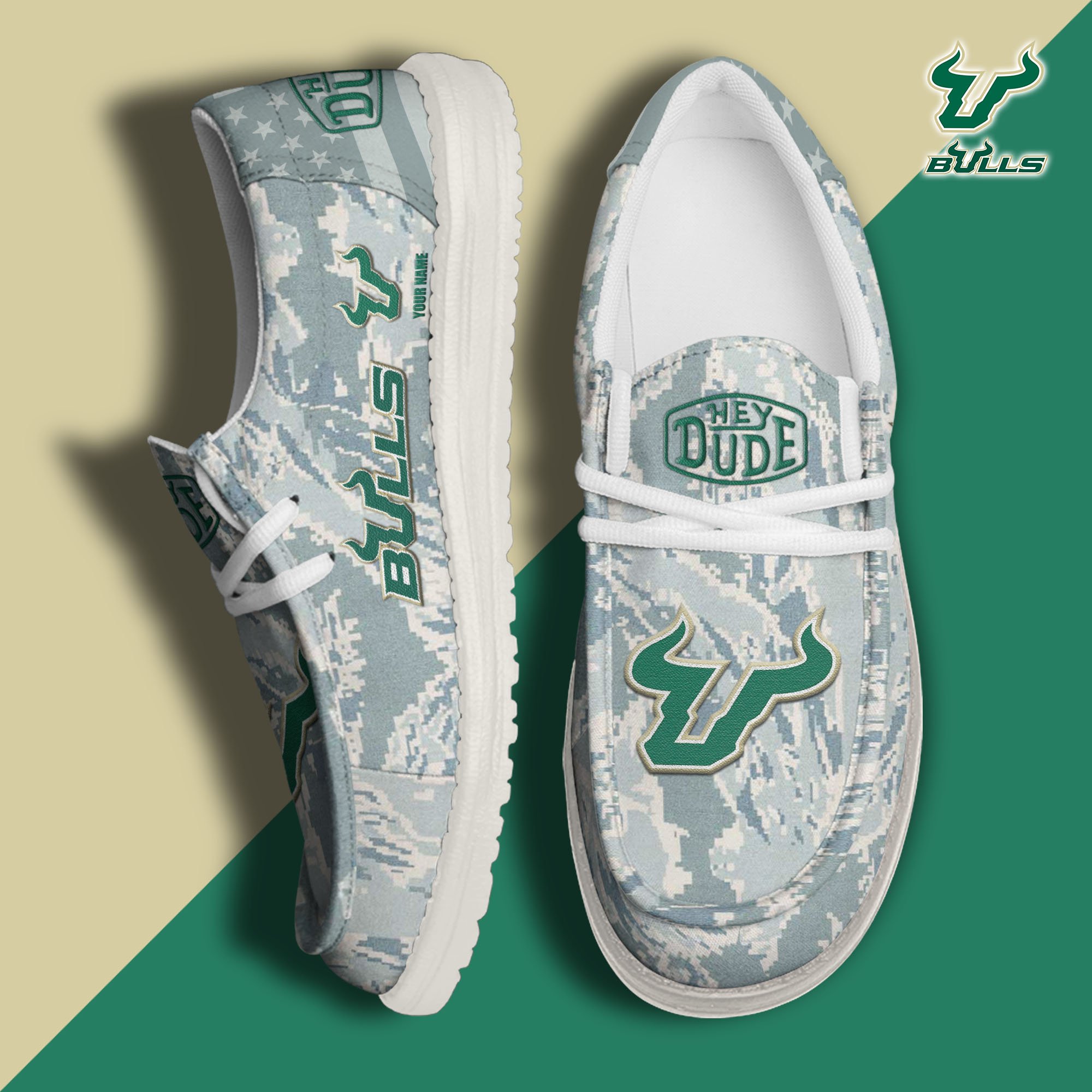 JWFancy South Florida Bulls Hey Dude Shoes Wally Men's Lace Up Loafers Comfortable For Men And Women
