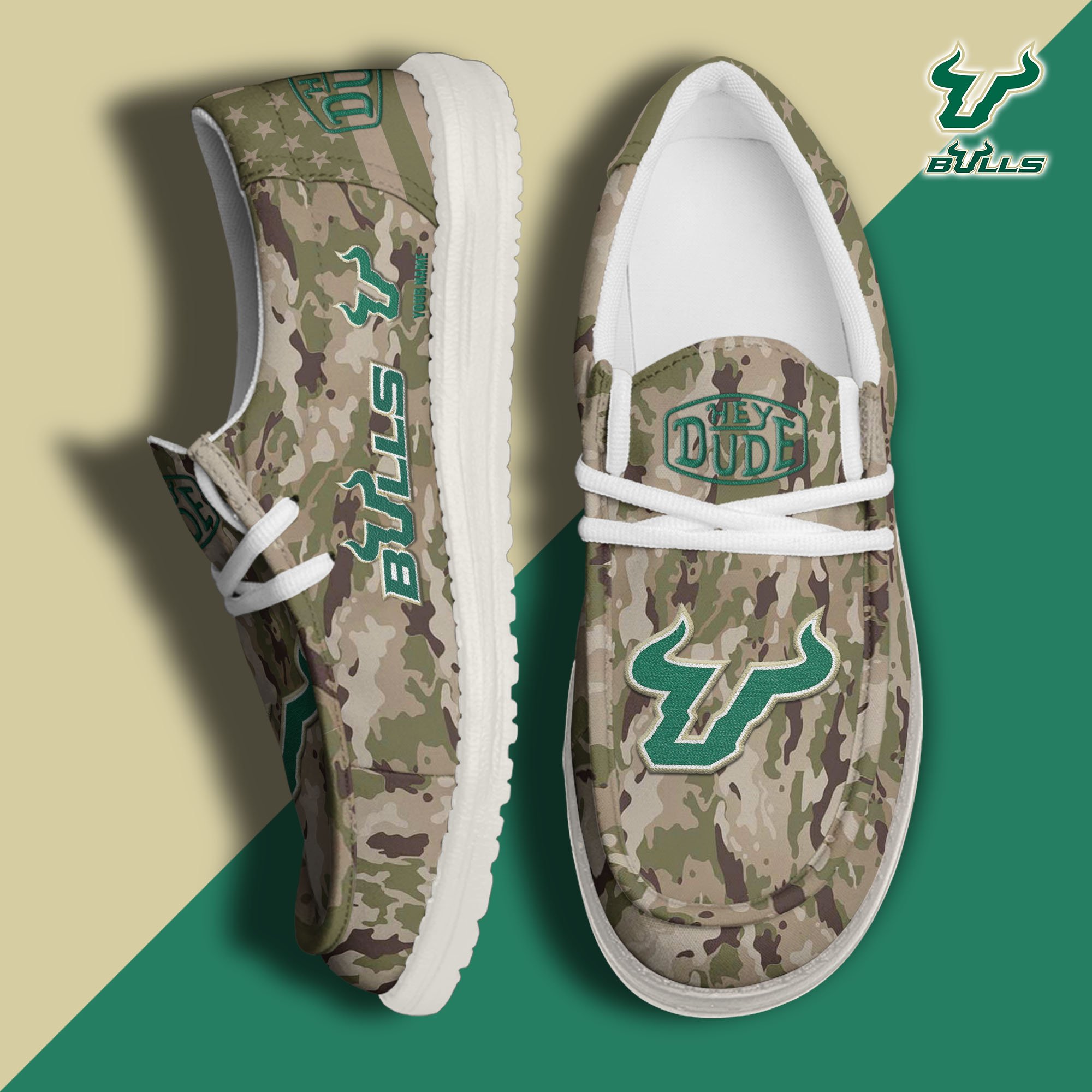 JWFancy South Florida Bulls Hey Dude Shoes Wally Men's Lace Up Loafers Comfortable For Men And Women