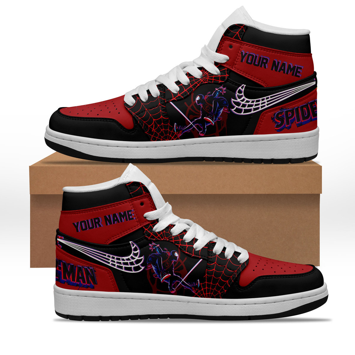 JWFancy Spider Man AJ1 High Sneakers Shoes For Men And Women