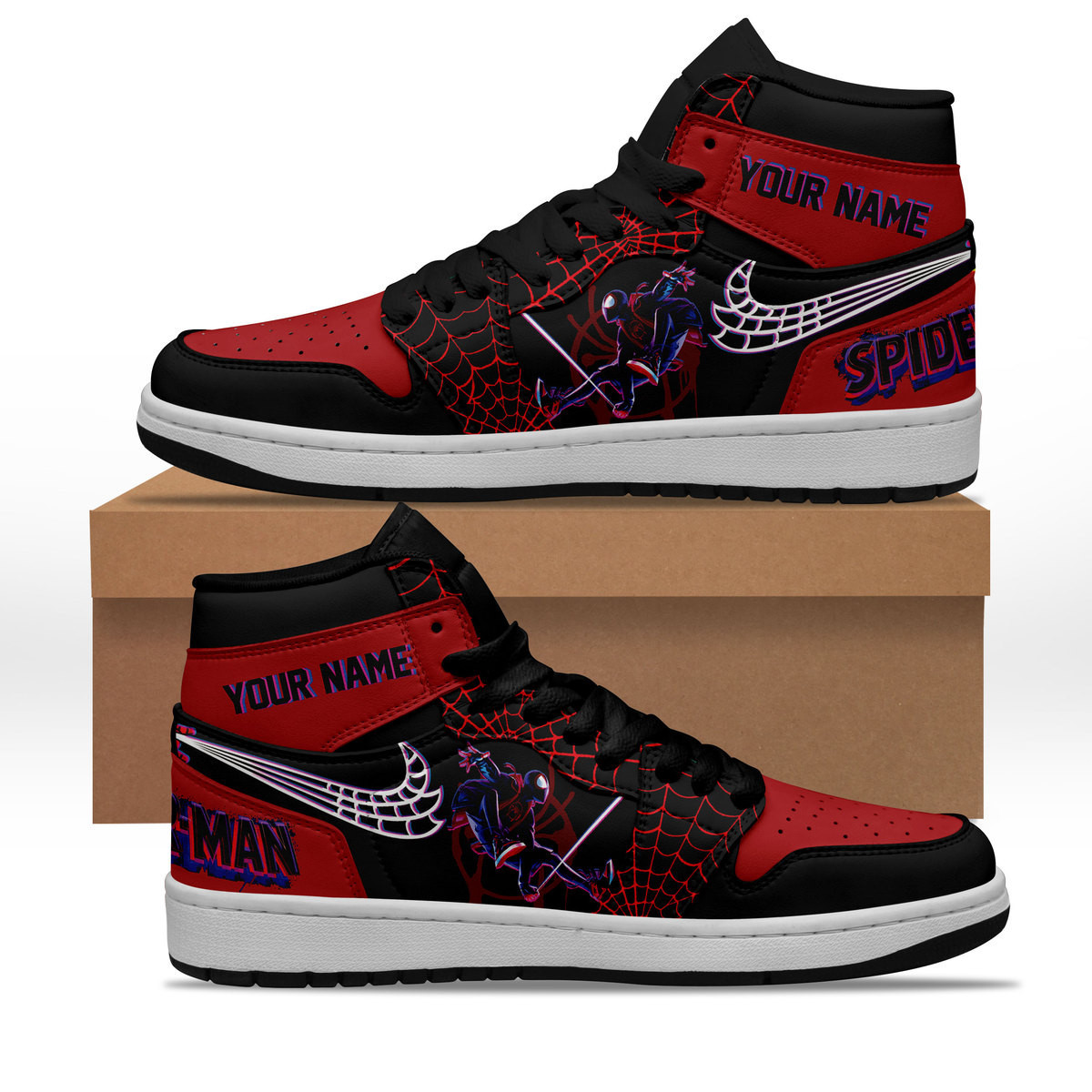 JWFancy Spider Man AJ1 High Sneakers Shoes For Men And Women