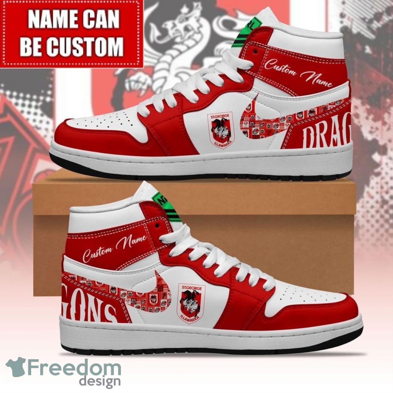 JWFancy St. George Illawarra Dragons AJ1 High Sneakers Shoes For Men And Women