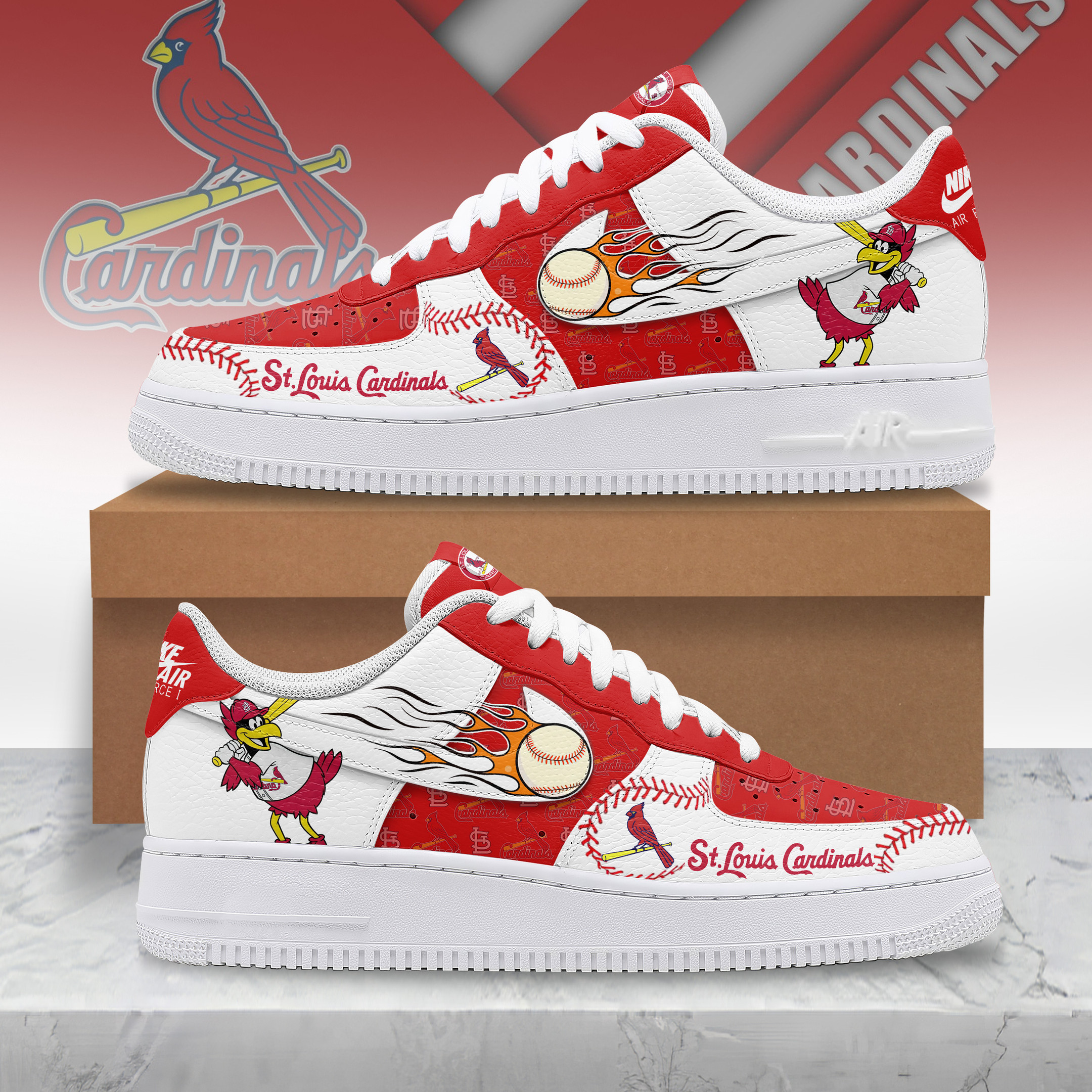 JWFancy St. Louis Cardinals Air Low-Top Sneakers Shoes For Men And Women