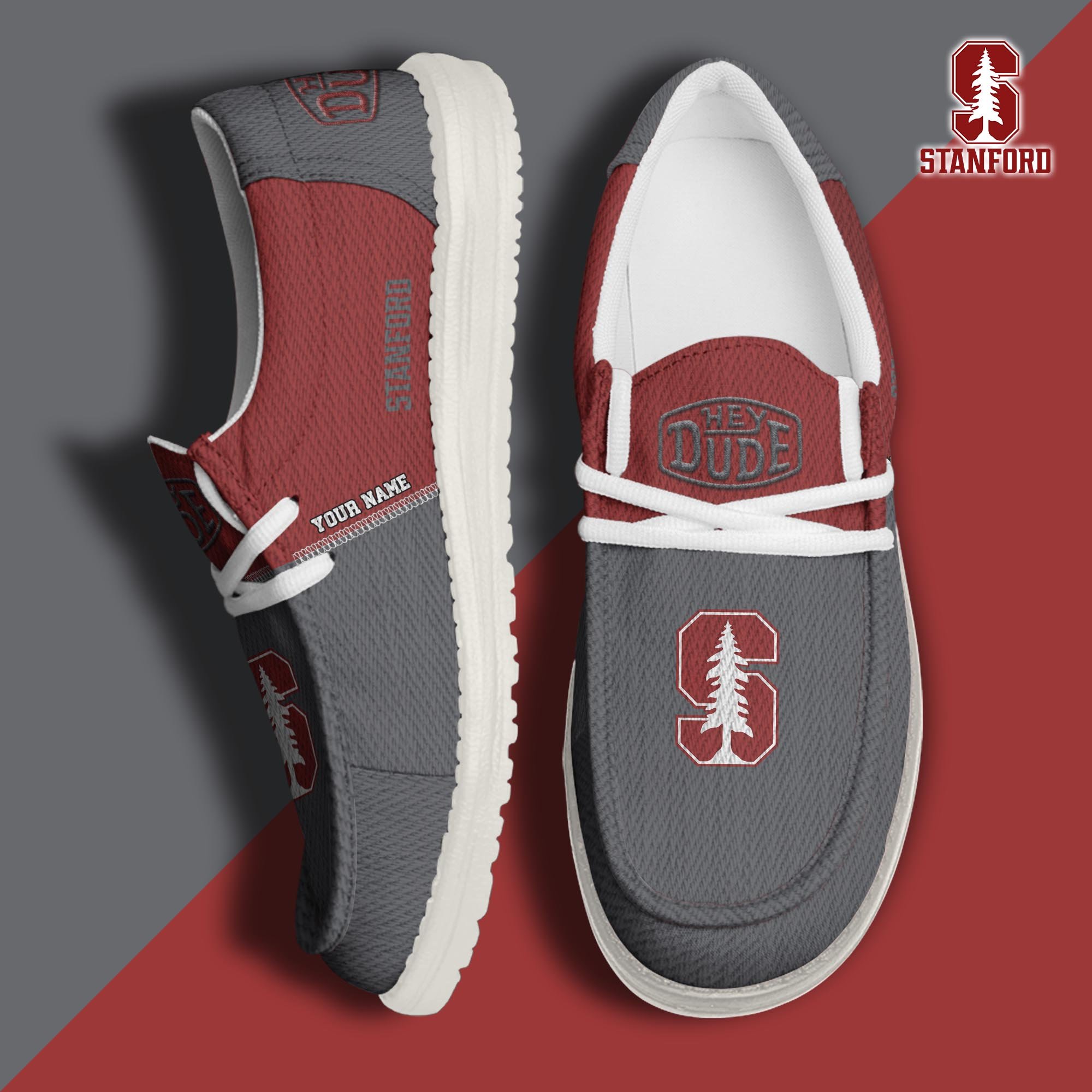 JWFancy Stanford Cardinal Hey Dude Shoes Wally Men's Lace Up Loafers Comfortable For Men And Women