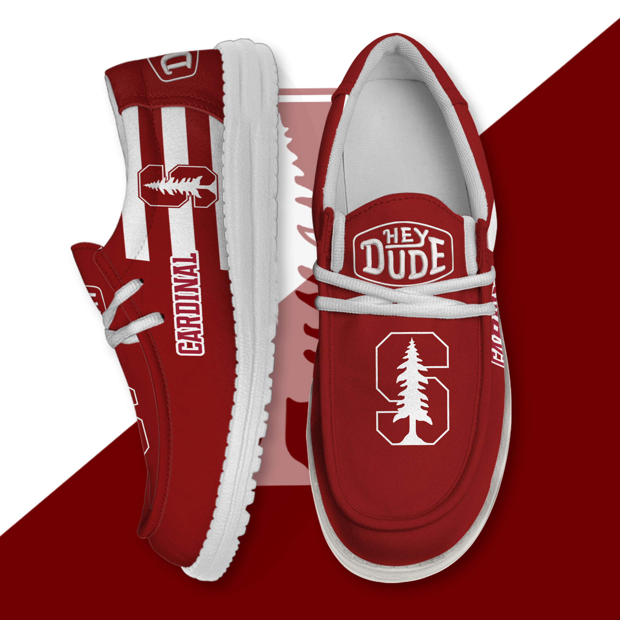 JWFancy Stanford Cardinal Hey Dude Shoes Wally Men's Lace Up Loafers Comfortable For Men And Women
