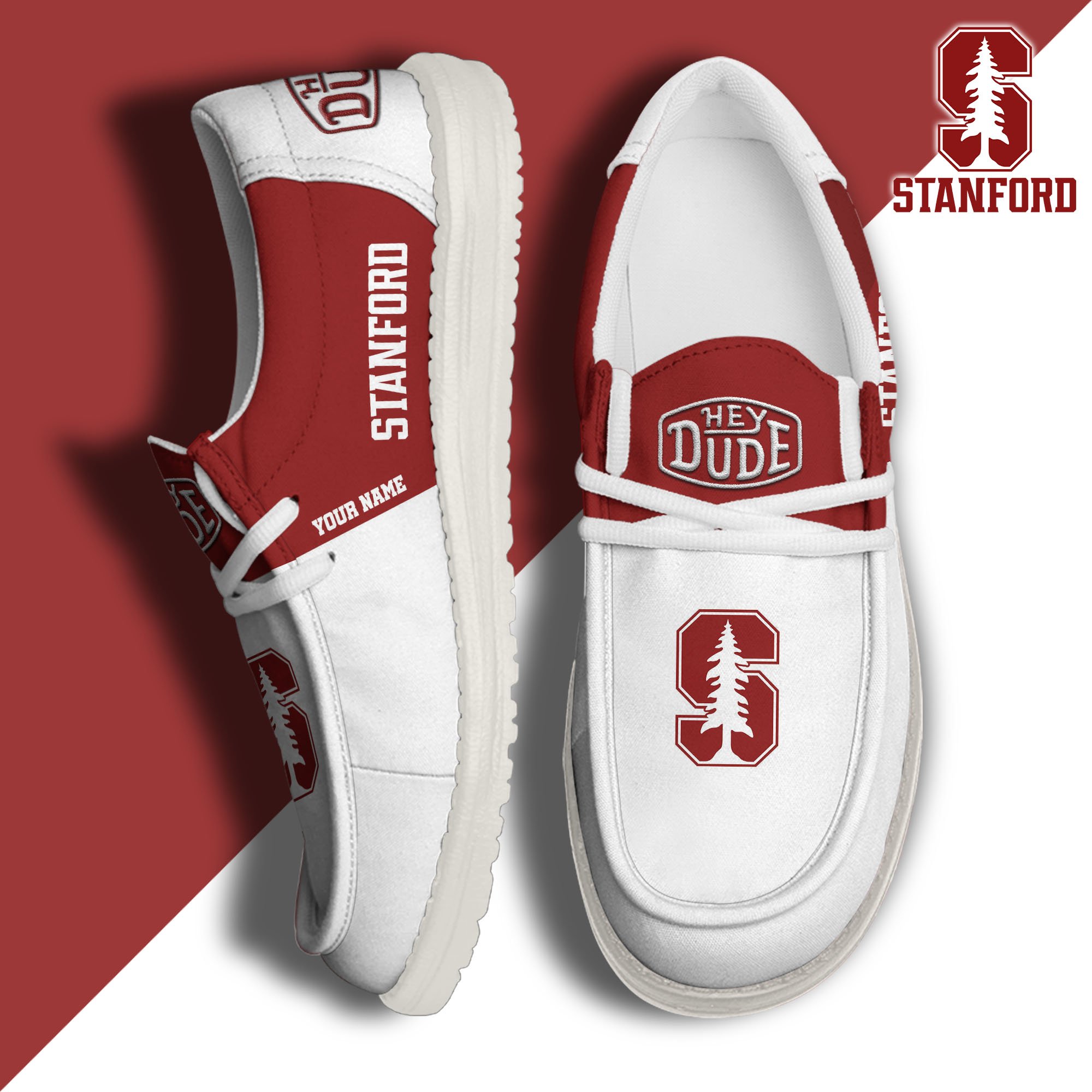 JWFancy Stanford Cardinal Hey Dude Shoes Wally Men's Lace Up Loafers Comfortable For Men And Women