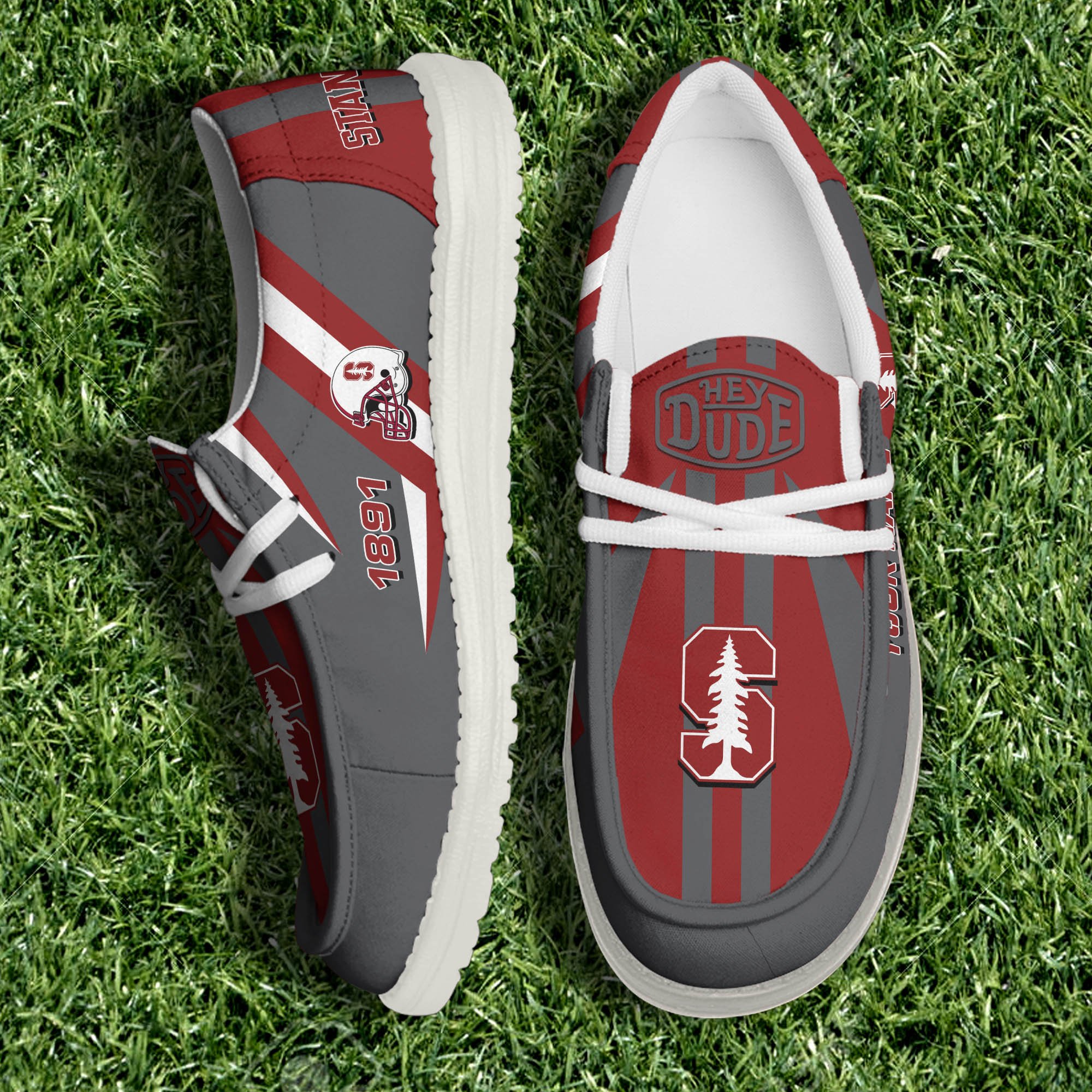 JWFancy Stanford Cardinal Hey Dude Shoes Wally Men's Lace Up Loafers Comfortable For Men And Women