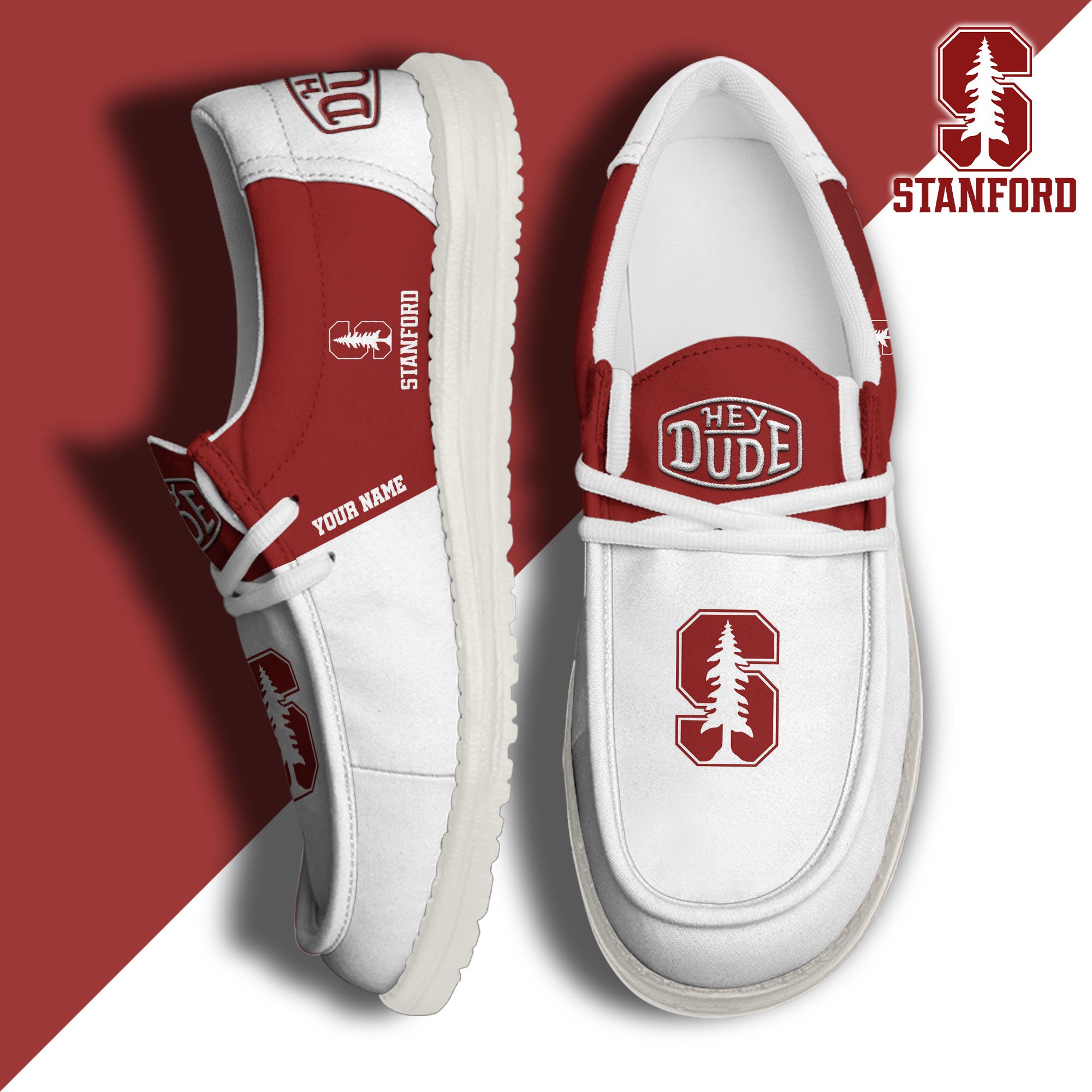 JWFancy Stanford Cardinal Hey Dude Shoes Wally Men's Lace Up Loafers Comfortable For Men And Women