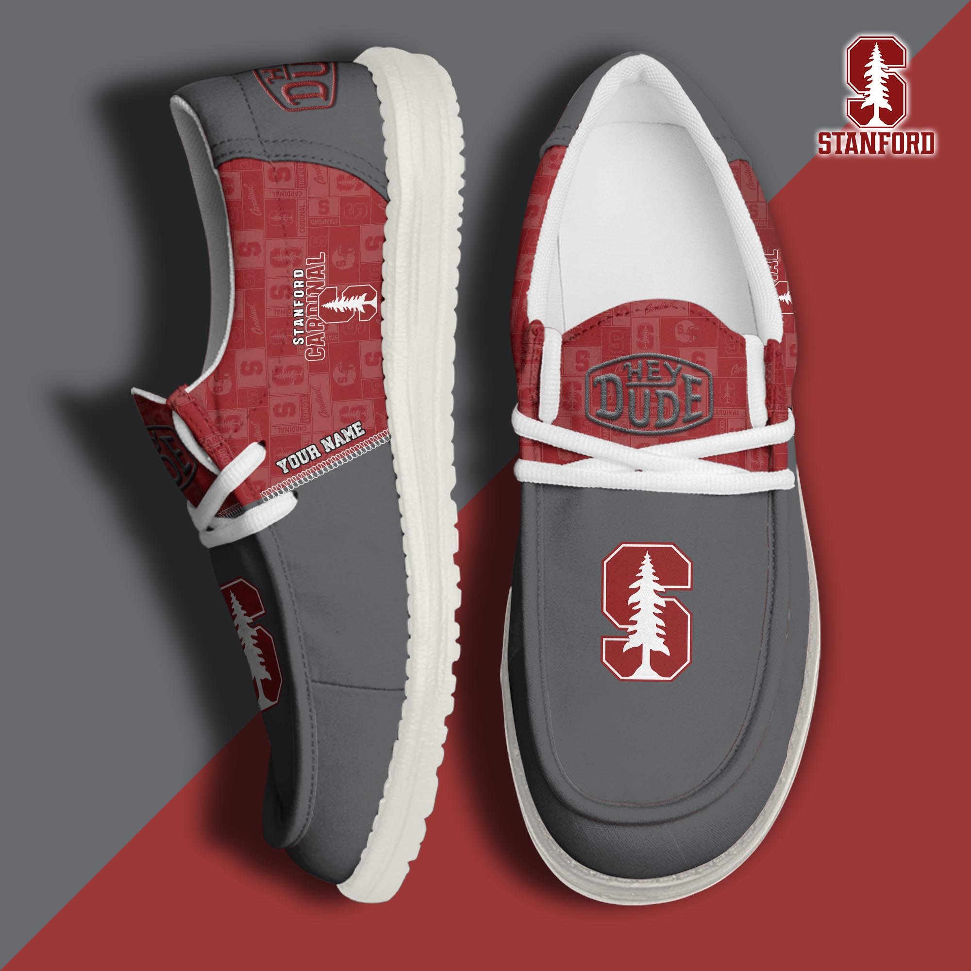 JWFancy Stanford Cardinal Hey Dude Shoes Wally Men's Lace Up Loafers Comfortable For Men And Women