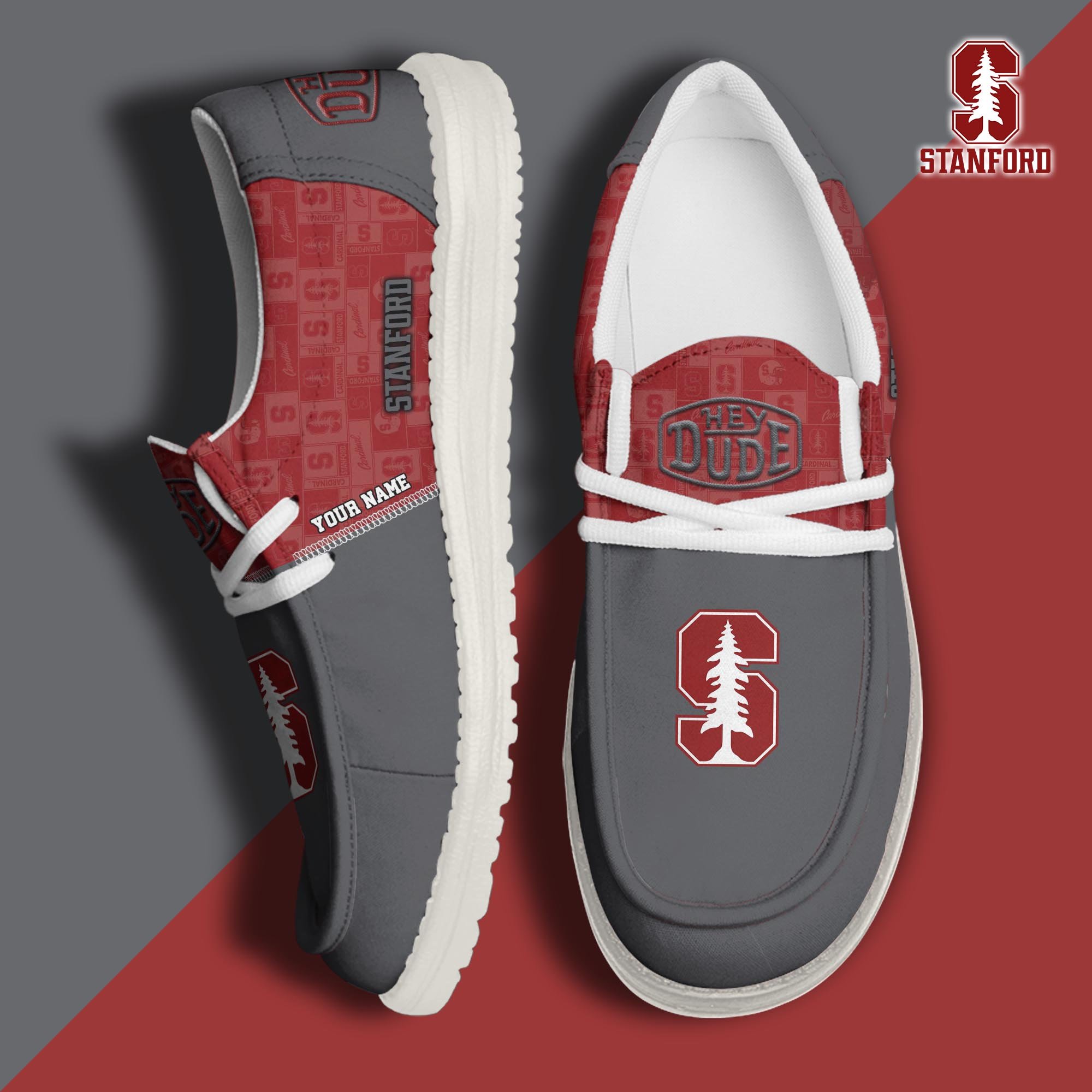 JWFancy Stanford Cardinal Hey Dude Shoes Wally Men's Lace Up Loafers Comfortable For Men And Women
