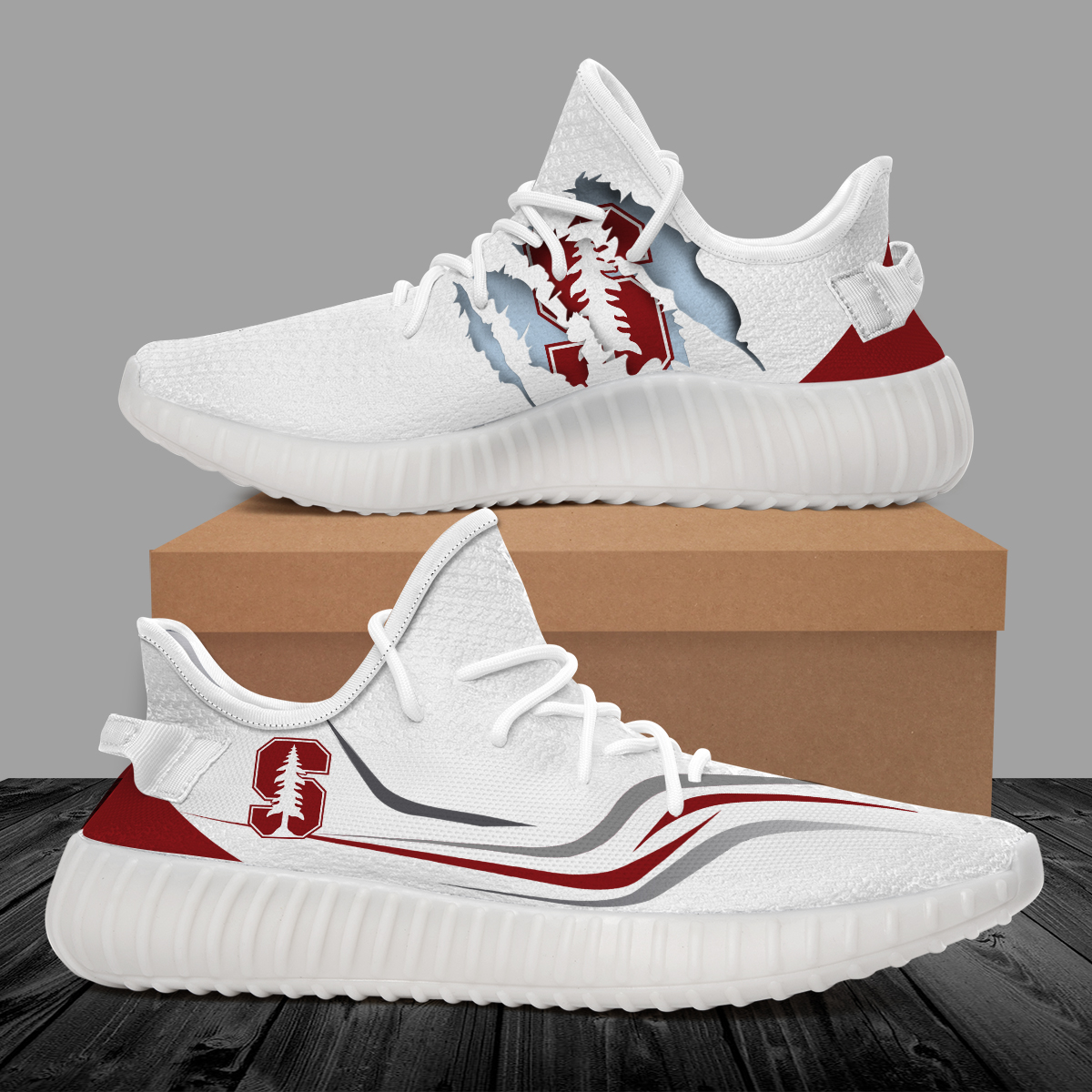 JWFancy Stanford Cardinal Yeezy Boost Shoes For Men And Women