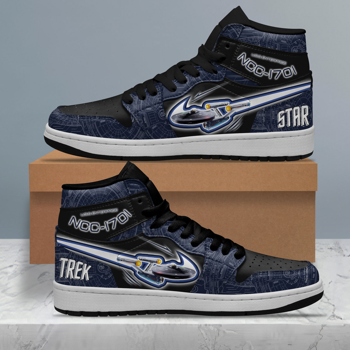JWFancy Star Trek AJ1 High Sneakers Shoes For Men And Women