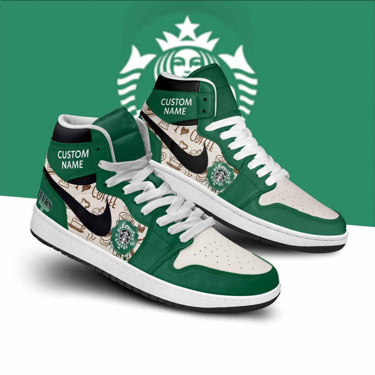 JWFancy Starbuck AJ1 High Sneakers Shoes For Men And Women