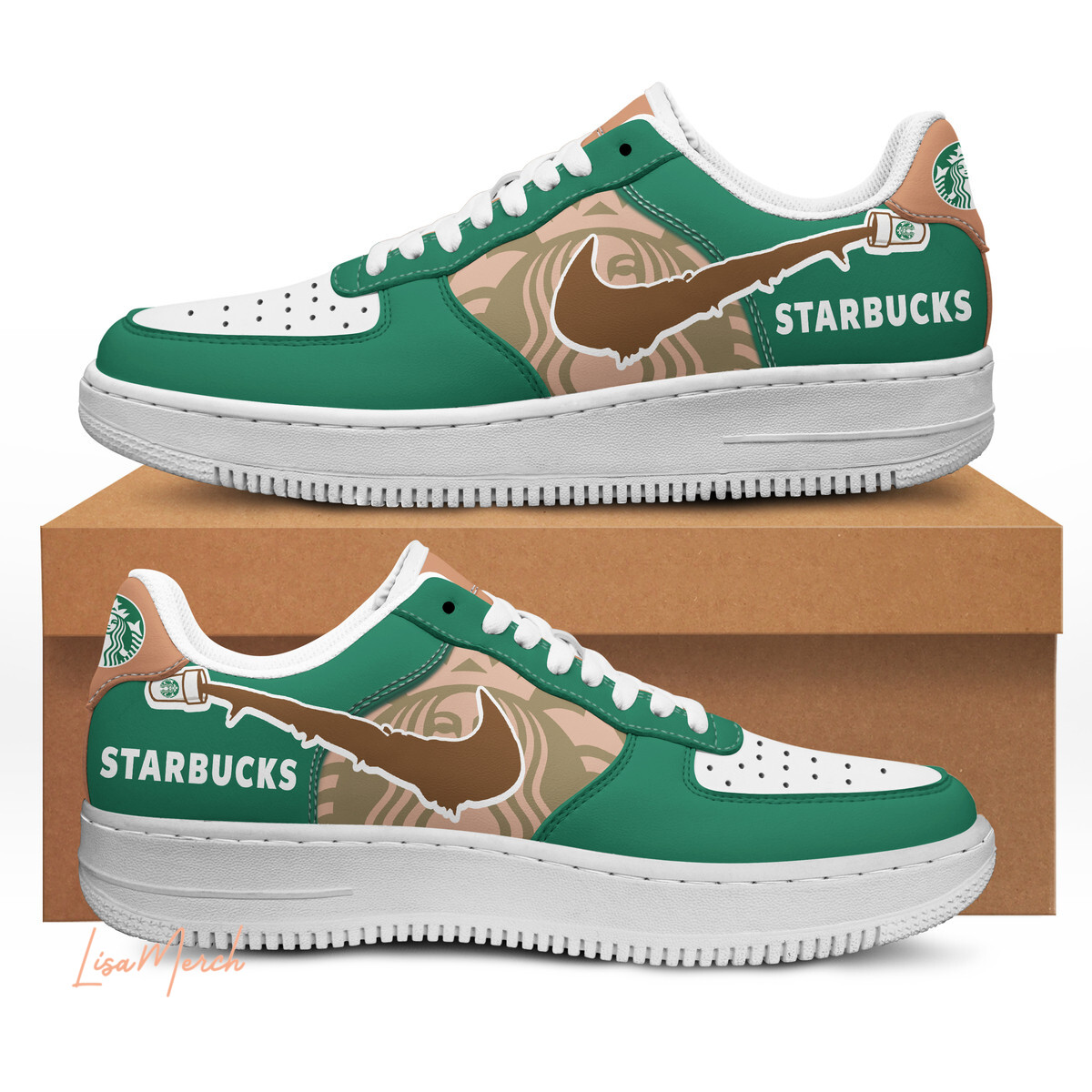 JWFancy Starbuck Coffee Air Low-Top Sneakers Shoes For Men And Women