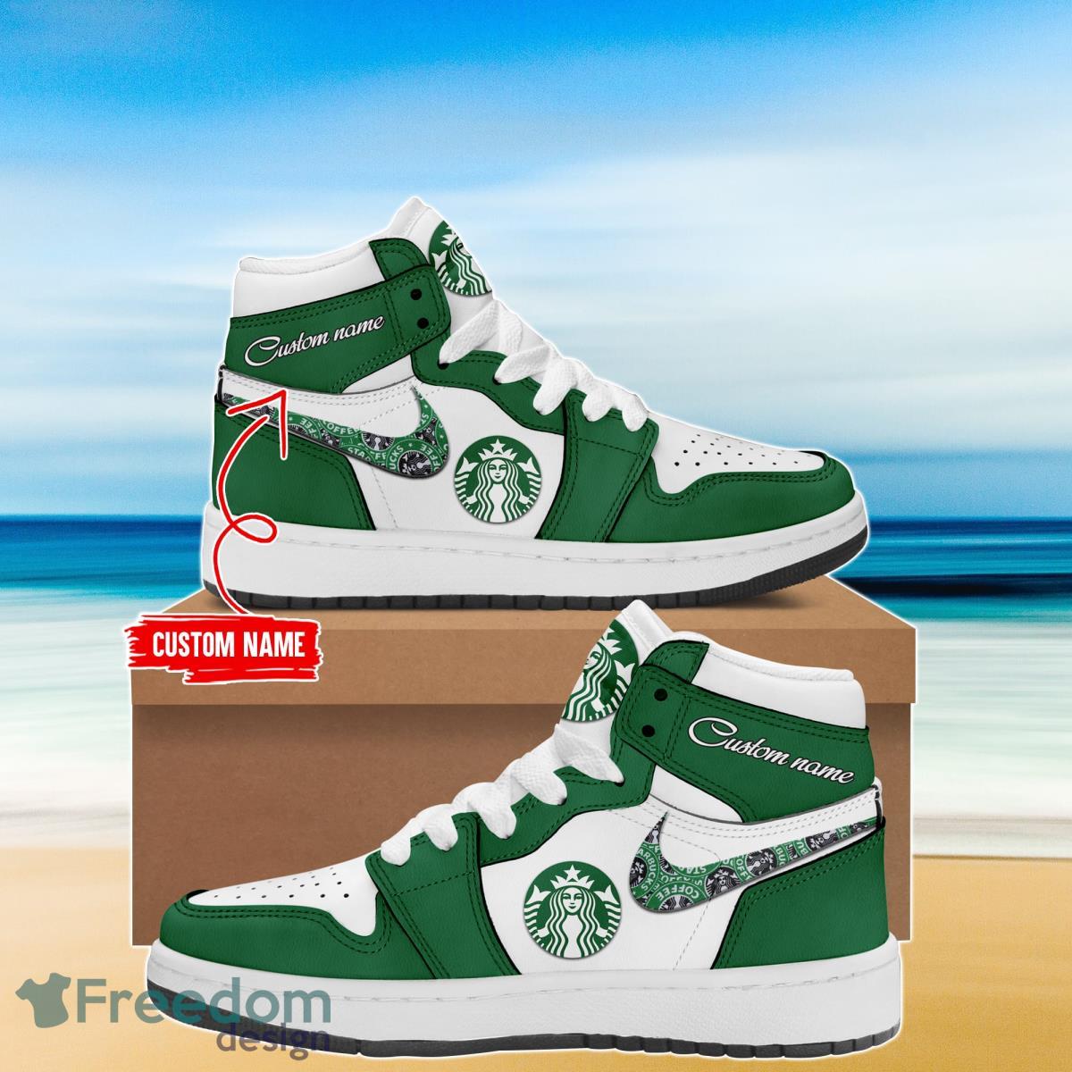 JWFancy Starbucks AJ1 High Sneakers Shoes For Men And Women