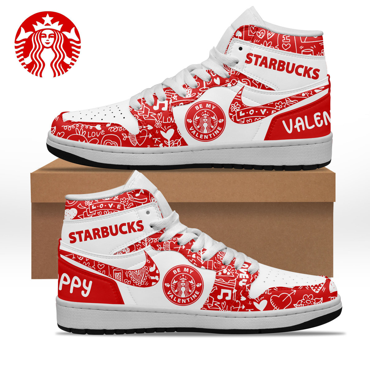 JWFancy Starbucks AJ1 High Sneakers Shoes For Men And Women
