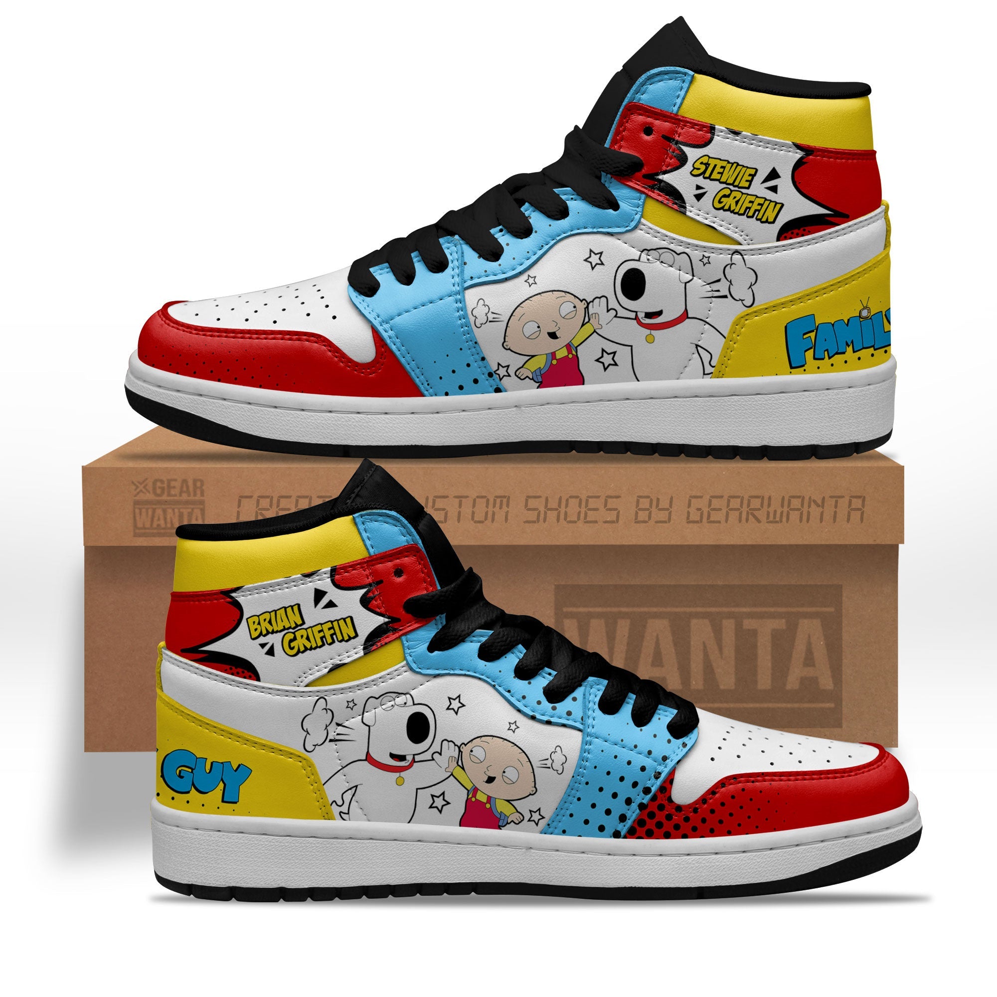JWFancy Stewie Griffin and Brian Griffin AJ1 High Sneakers Shoes For Men And Women